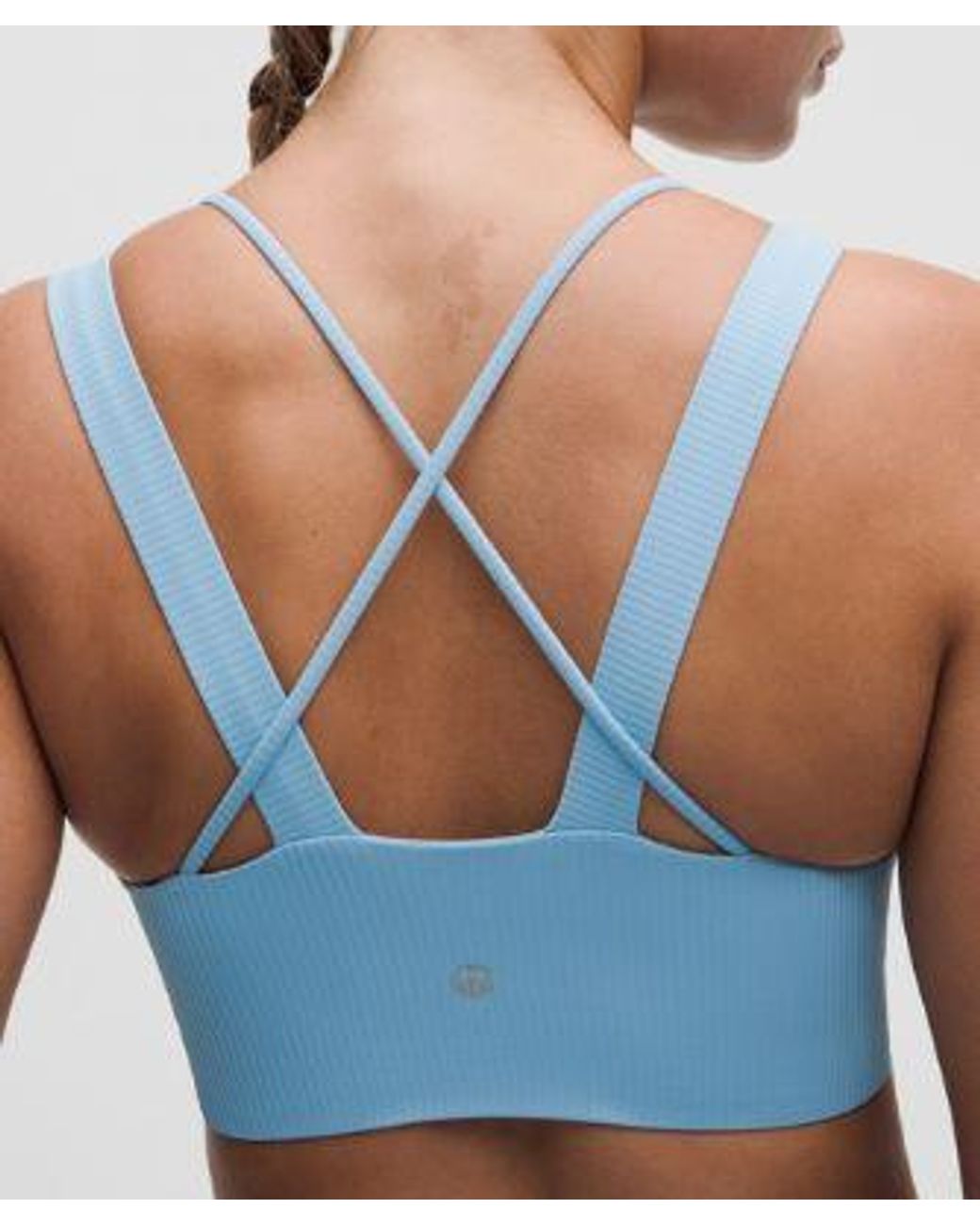 lululemon athletica Blue – Like A Cloud Ribbed Longline Sports Bra Light Support, D/Dd Cup – – Size 14