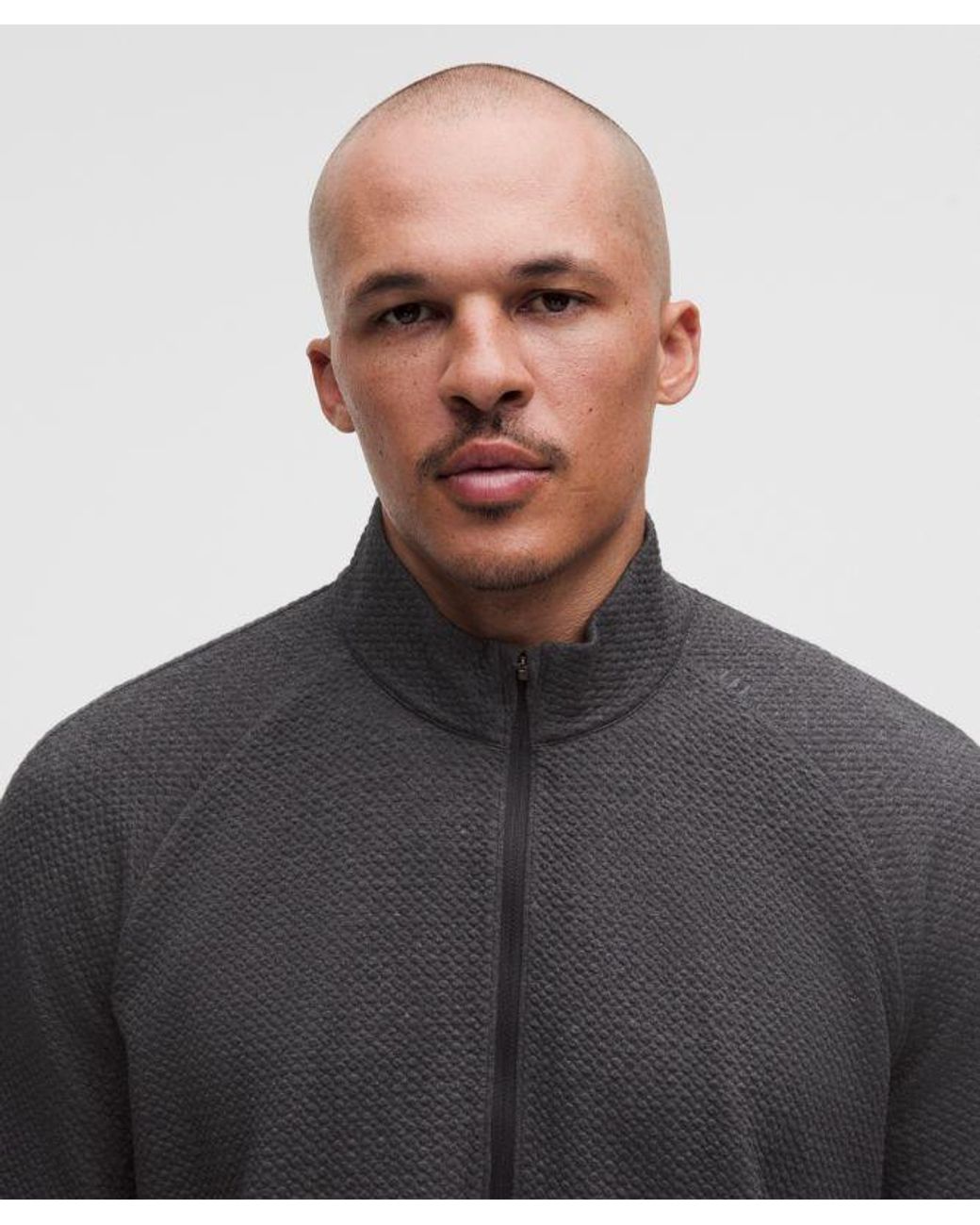 lululemon athletica Gray Textured Double-Knit Cotton Half Zip for men