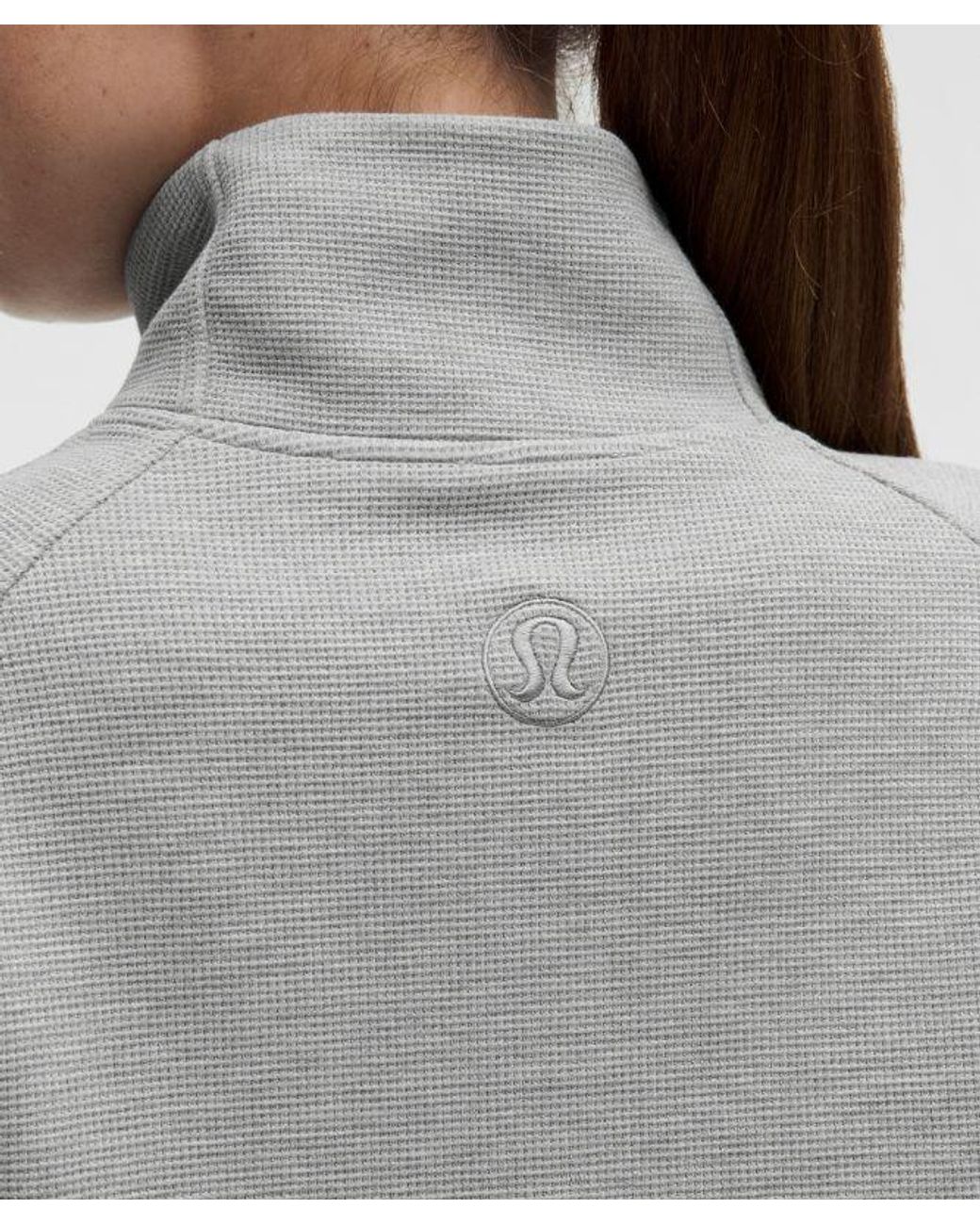lululemon athletica Gray – Scuba Cropped Funnel-Neck Half Zip Sweatshirt Waffle – – Size Large