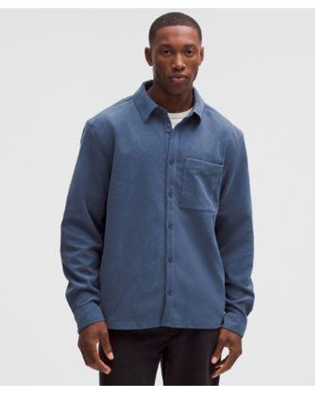 lululemon athletica Blue – Corduroy Relaxed-Fit Long-Sleeve Button-Up Shirt – – Size Small for men