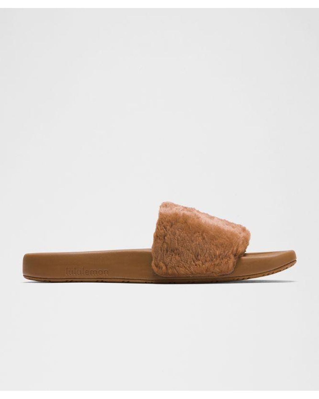 lululemon athletica Natural – Restfeel Faux Fur Slides – – Size 14