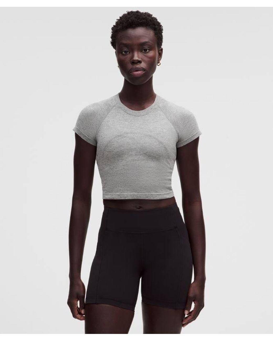 lululemon athletica Gray Swiftly Tech Cropped Short-Sleeve Shirt 2