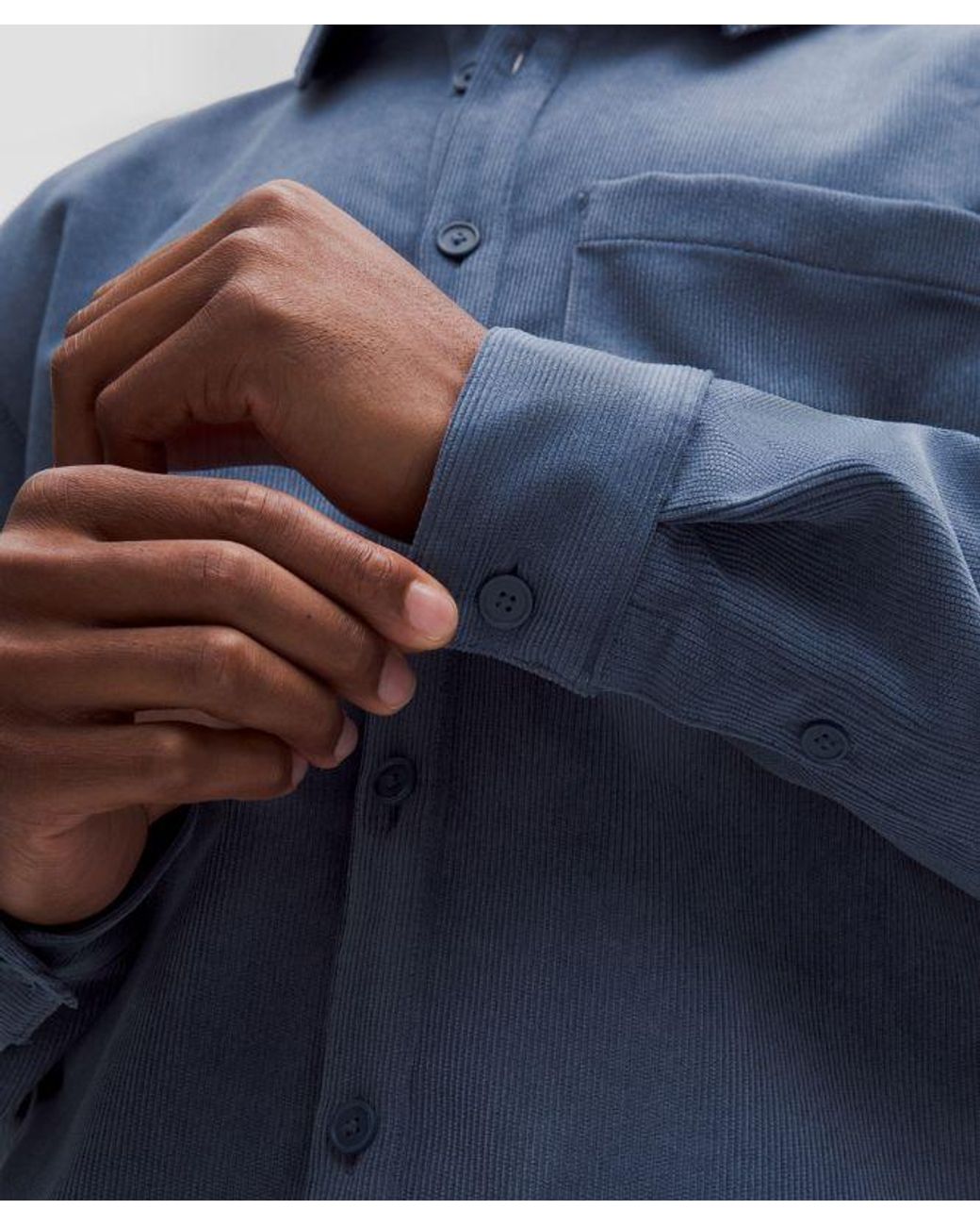 lululemon athletica Blue – Corduroy Relaxed-Fit Long-Sleeve Button-Up Shirt – – Size Small for men