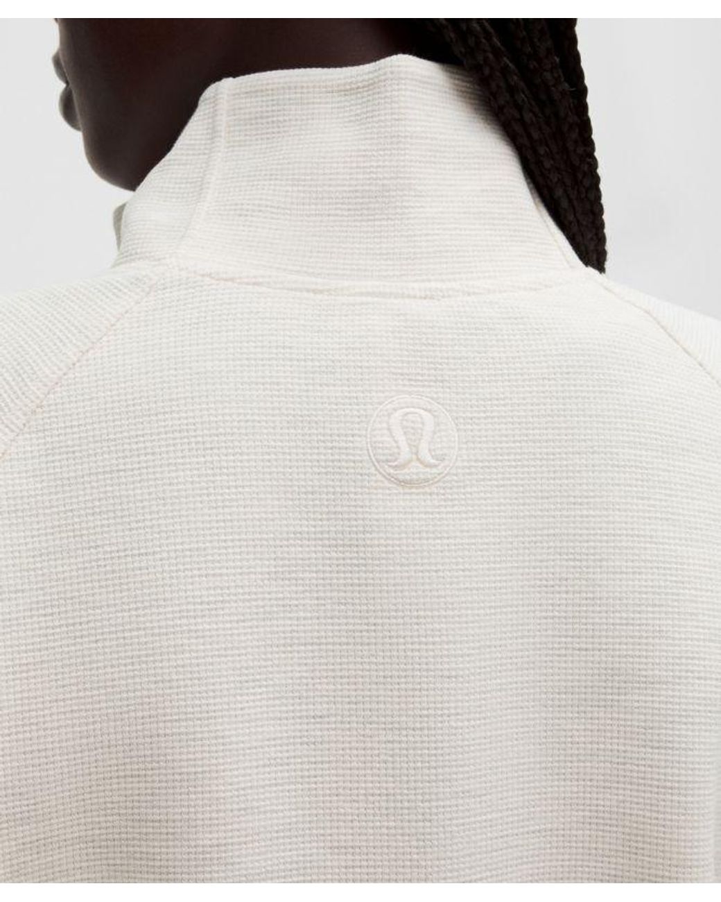 lululemon athletica Natural – Scuba Cropped Funnel-Neck Half Zip Sweatshirt Waffle – – Size Large