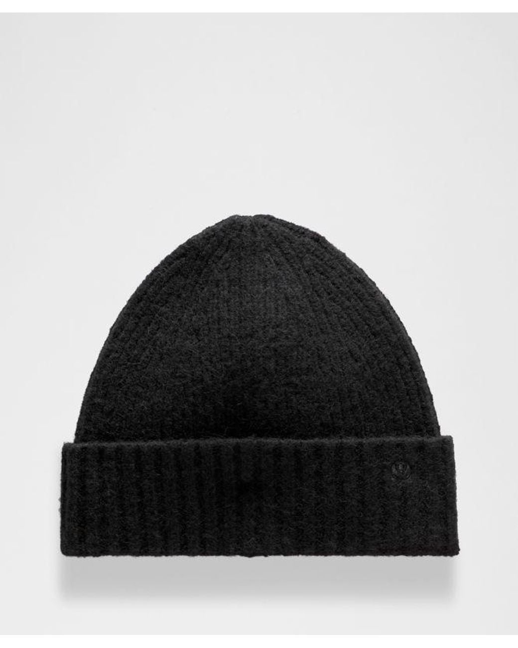 lululemon athletica Black – Ribbed-Knit Wide-Cuff Beanie Hat –