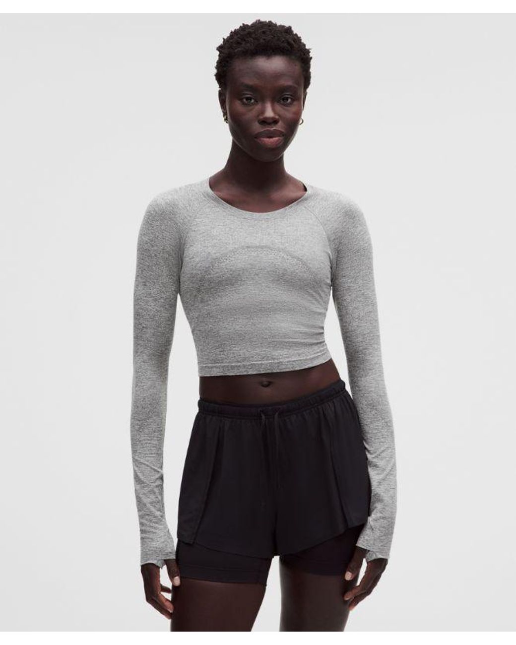 lululemon athletica Gray Swiftly Tech Cropped Long-Sleeve Shirt 2