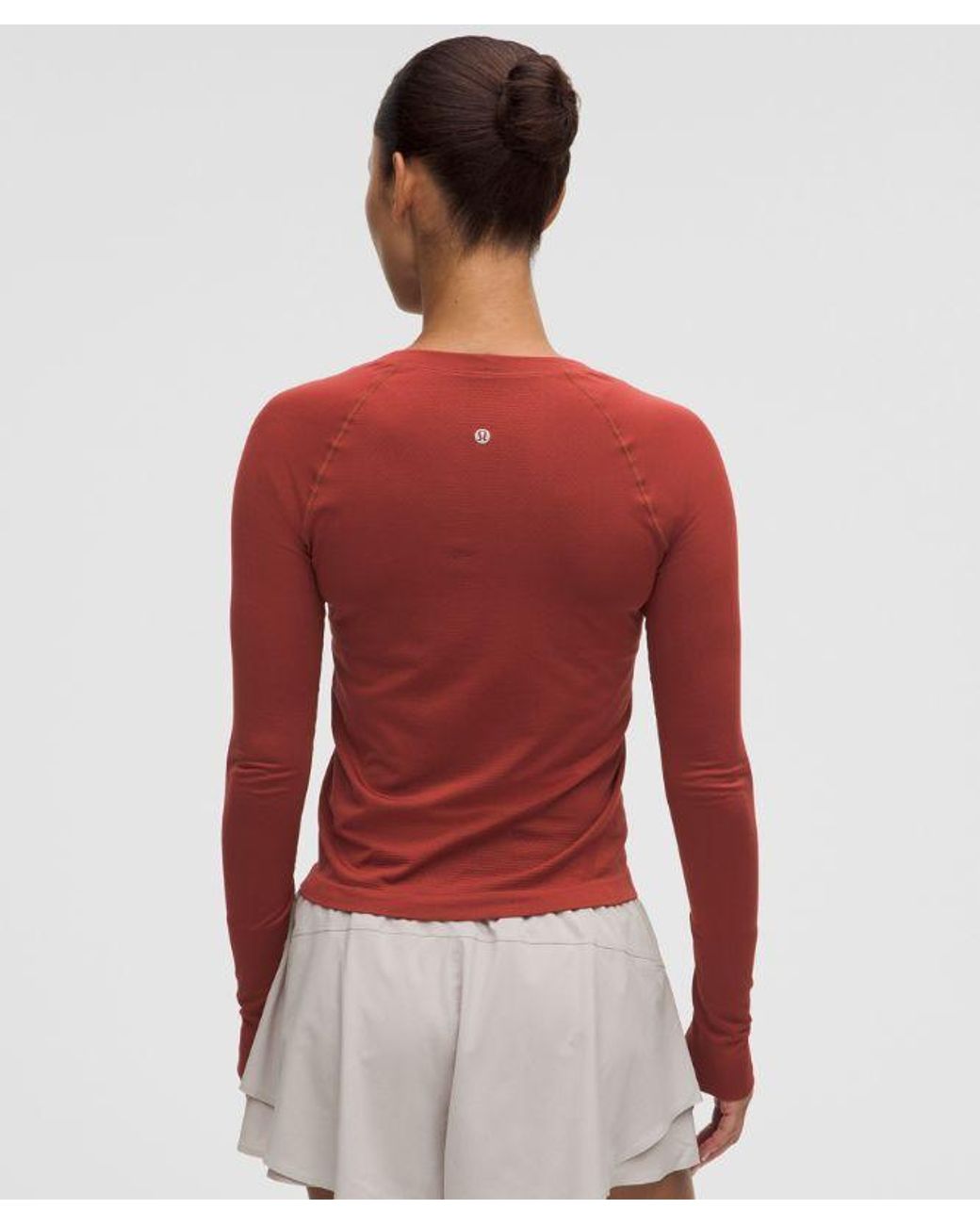 lululemon athletica Red – Swiftly Tech Long-Sleeve Shirt 2.4 Waist Length – /Burgundy – Size 4
