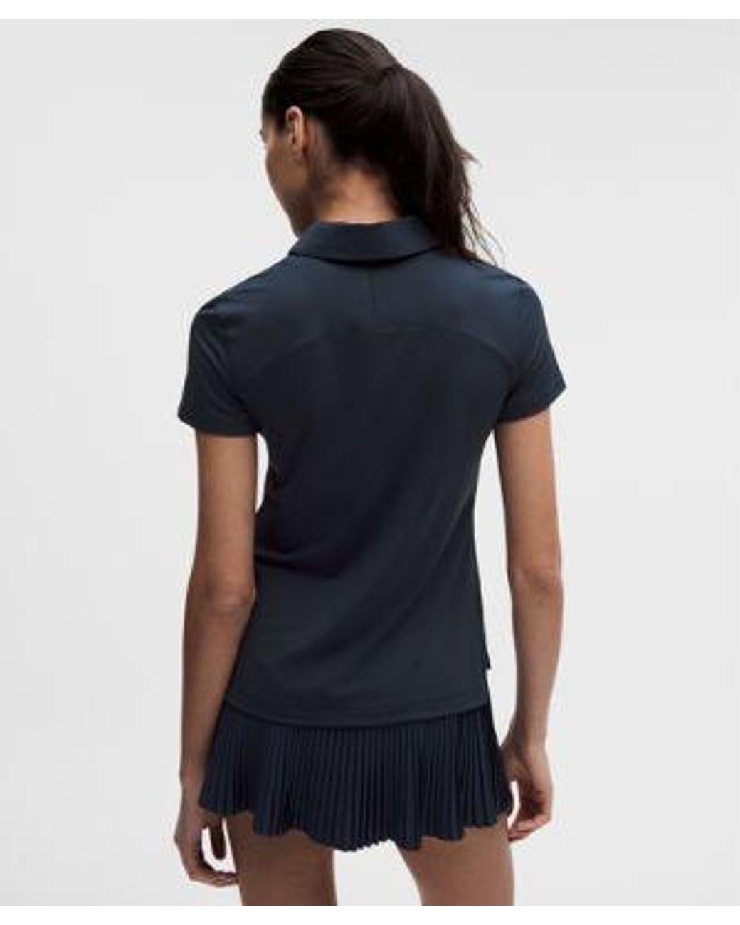 lululemon athletica Blue Quick-Dry Short-Sleeve Polo Shirt Straight Hem