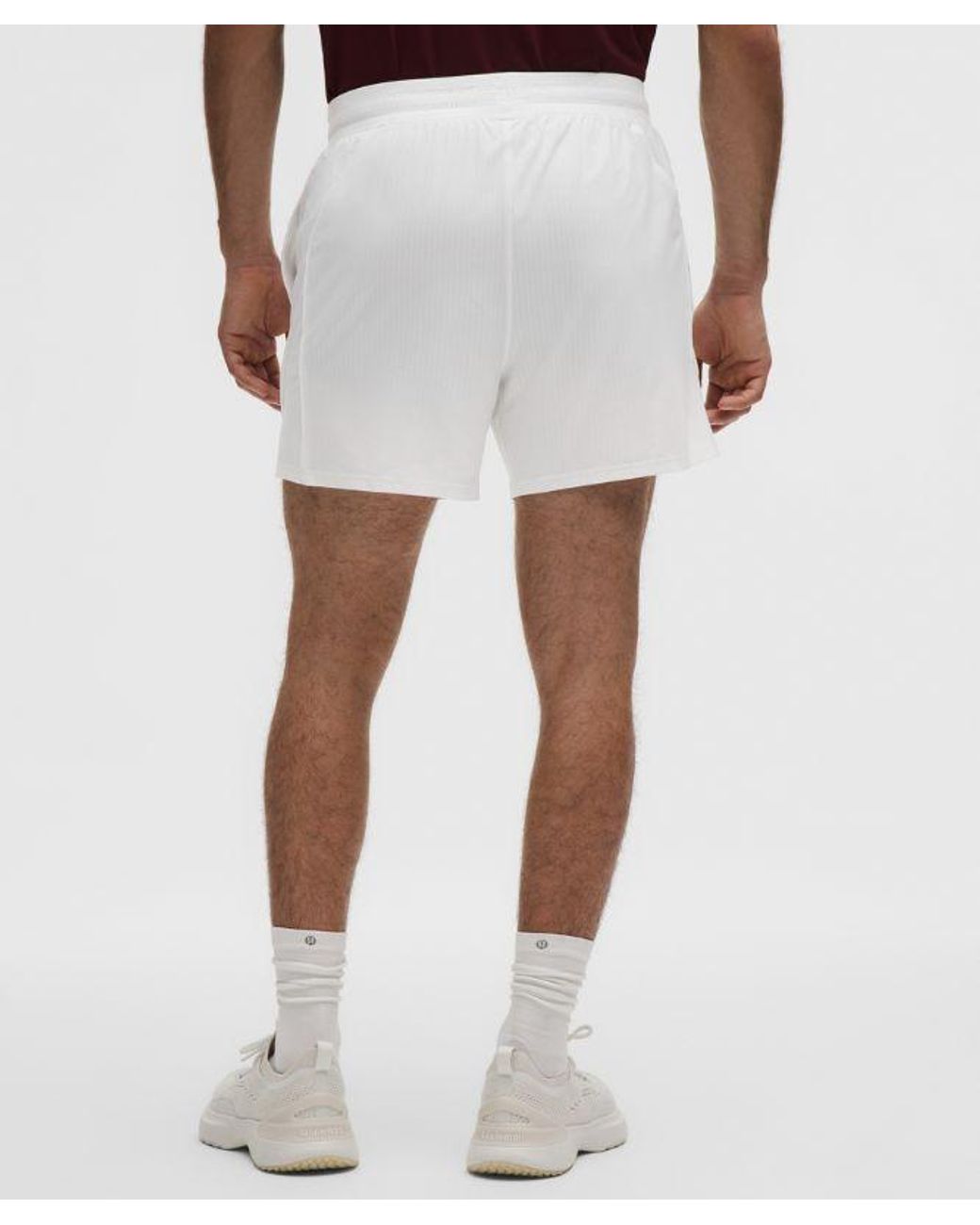lululemon athletica White Striped Mesh Tennis Short 5" for men