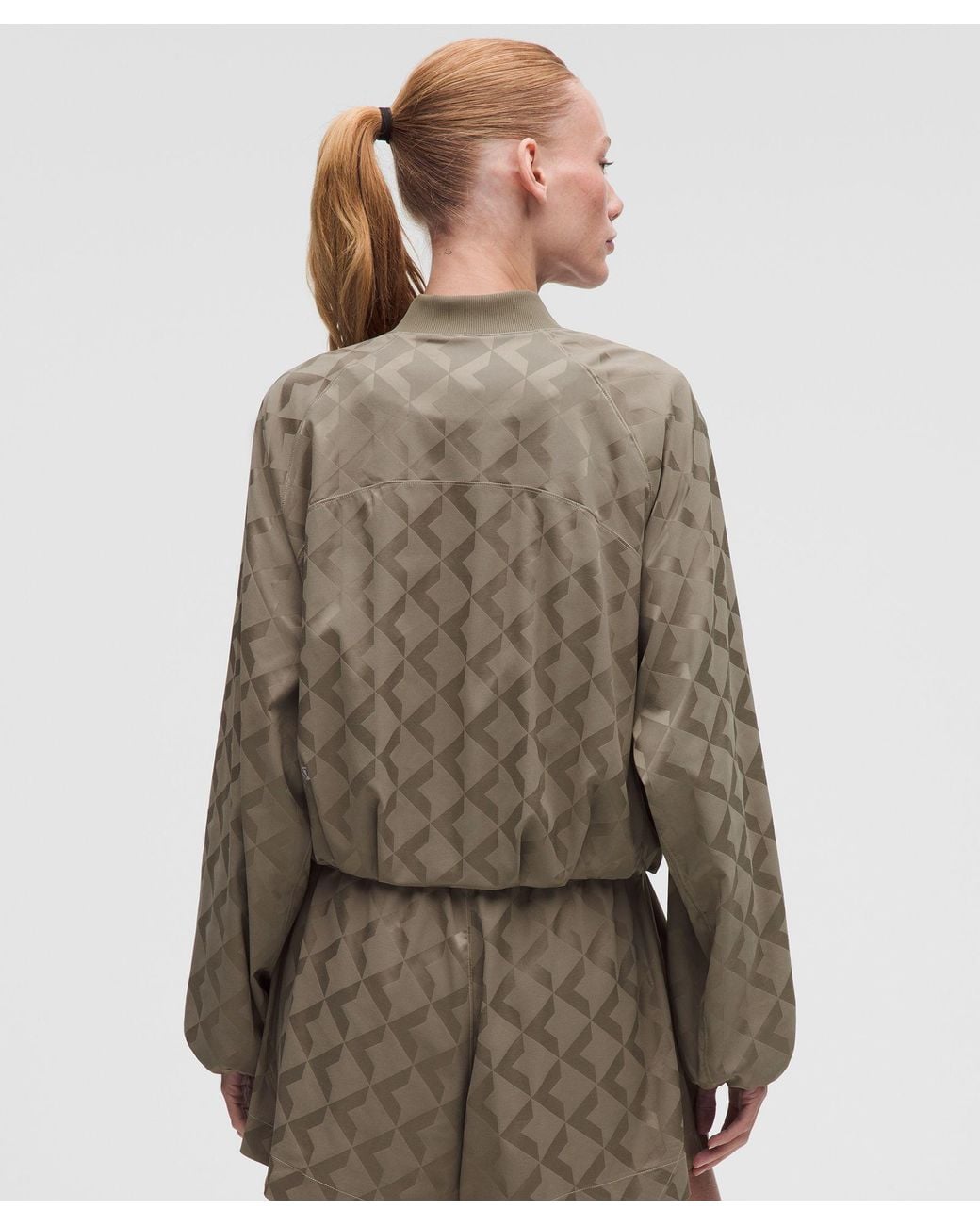 lululemon Monogram Satin Track Jacket in Brown | Lyst