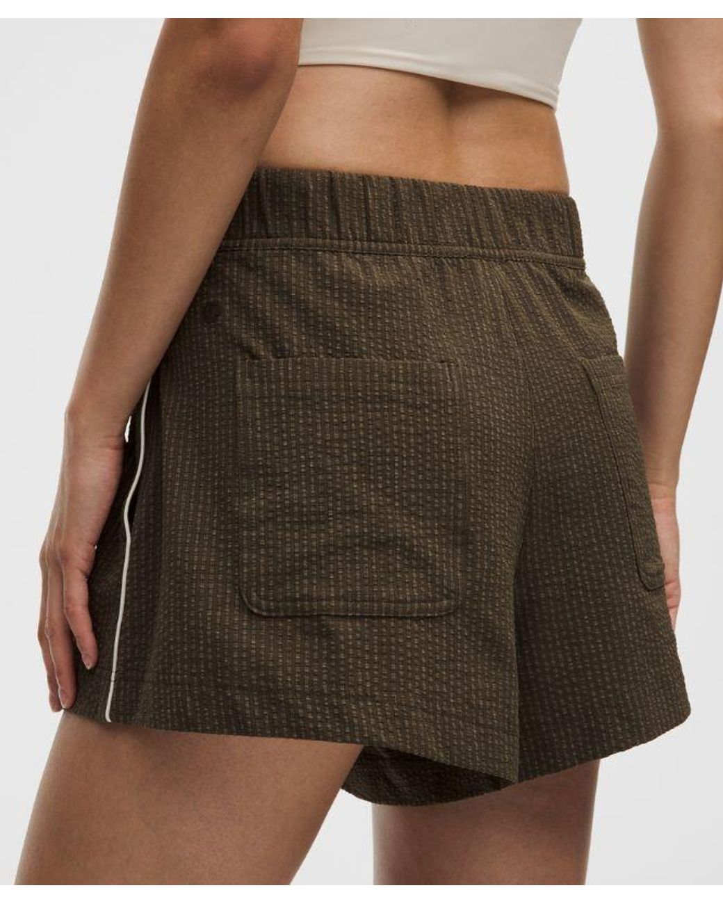 lululemon athletica Brown – Seersucker High-Rise Pleated Shorts – 3.5" – – Size Large
