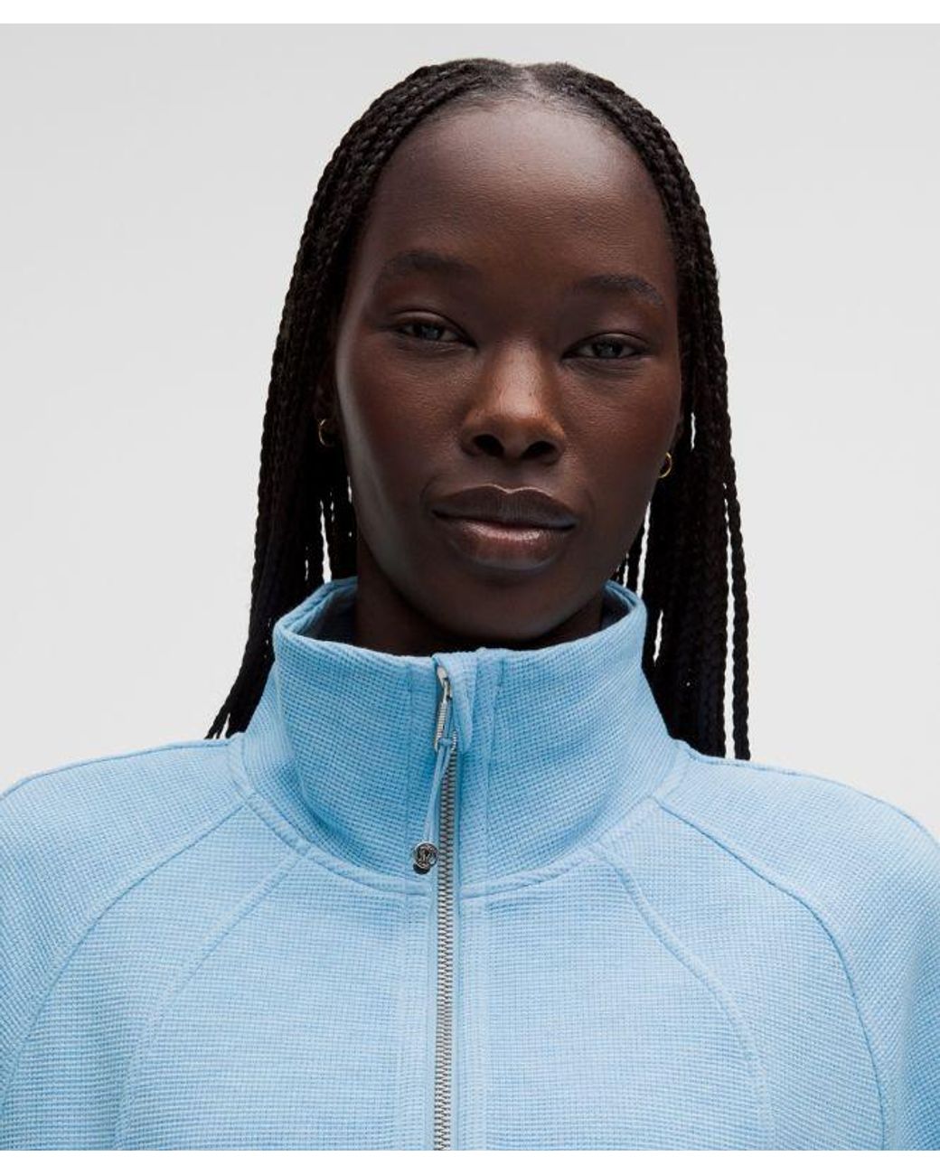 lululemon athletica Blue – Scuba Cropped Funnel-Neck Half Zip Sweatshirt Waffle – – Size Large