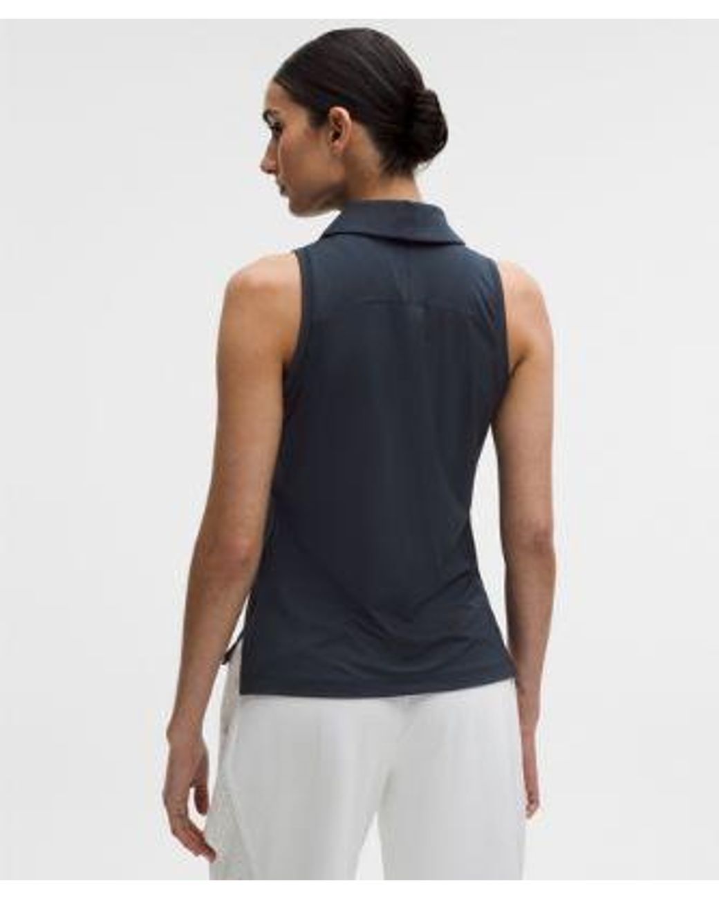 lululemon athletica Blue Quick-Dry Sleeveless Polo Shirt Straight Hem