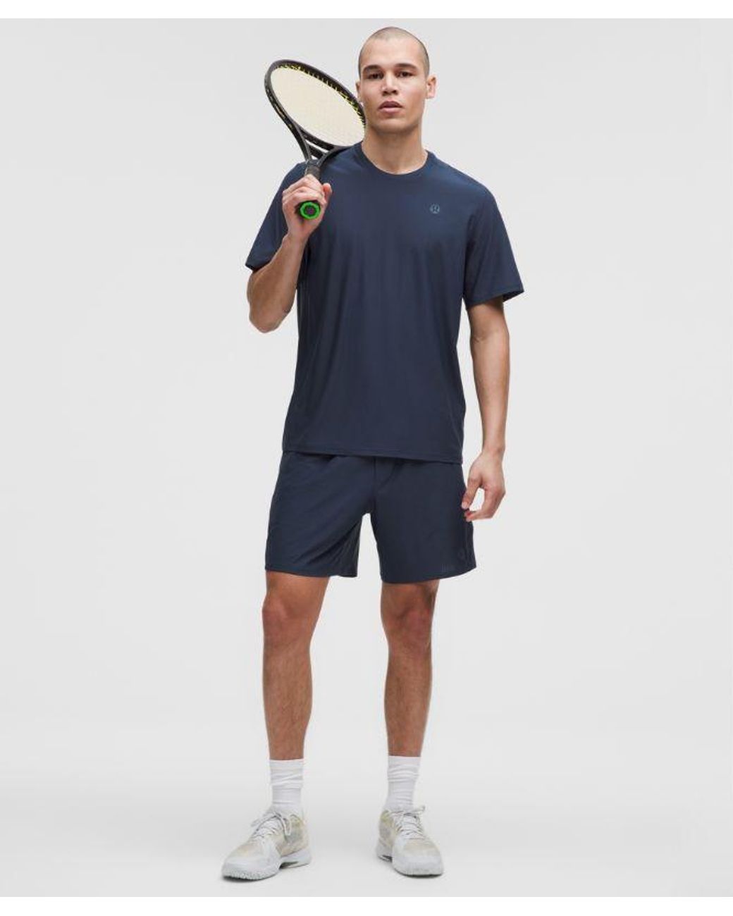 lululemon athletica Blue Striped Mesh Tennis Short 7" for men