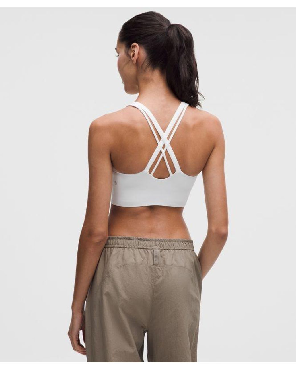 lululemon athletica White – Energy High-Neck Longline Sports Bra Evolve Medium Support, B-D Cups – – Size Large