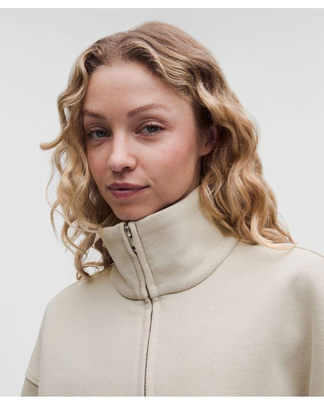 lululemon athletica Natural – Steady State Superloft Oversized Funnel-Neck Half Zip Sweatshirt – – Size Large