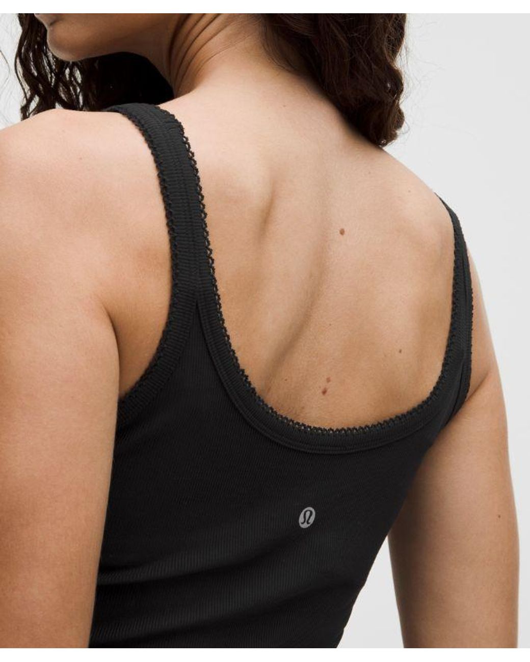 lululemon athletica Black – Nulu Ribbed Cropped Tank Top Heart – – Size Medium