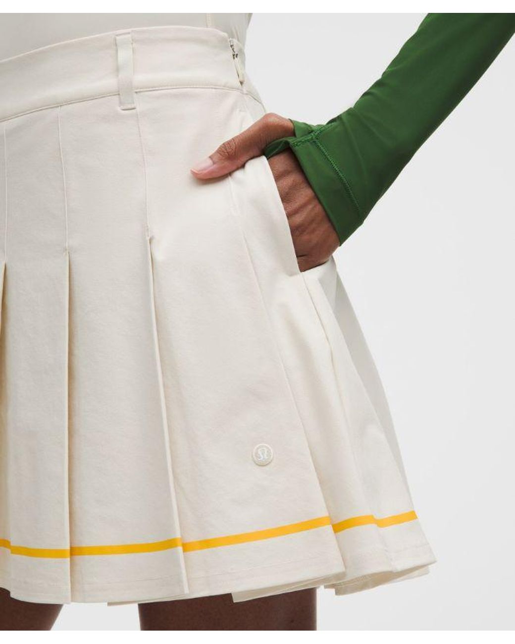 lululemon athletica White – Box-Pleat High-Rise A-Line Golf Skirt – – Size 28