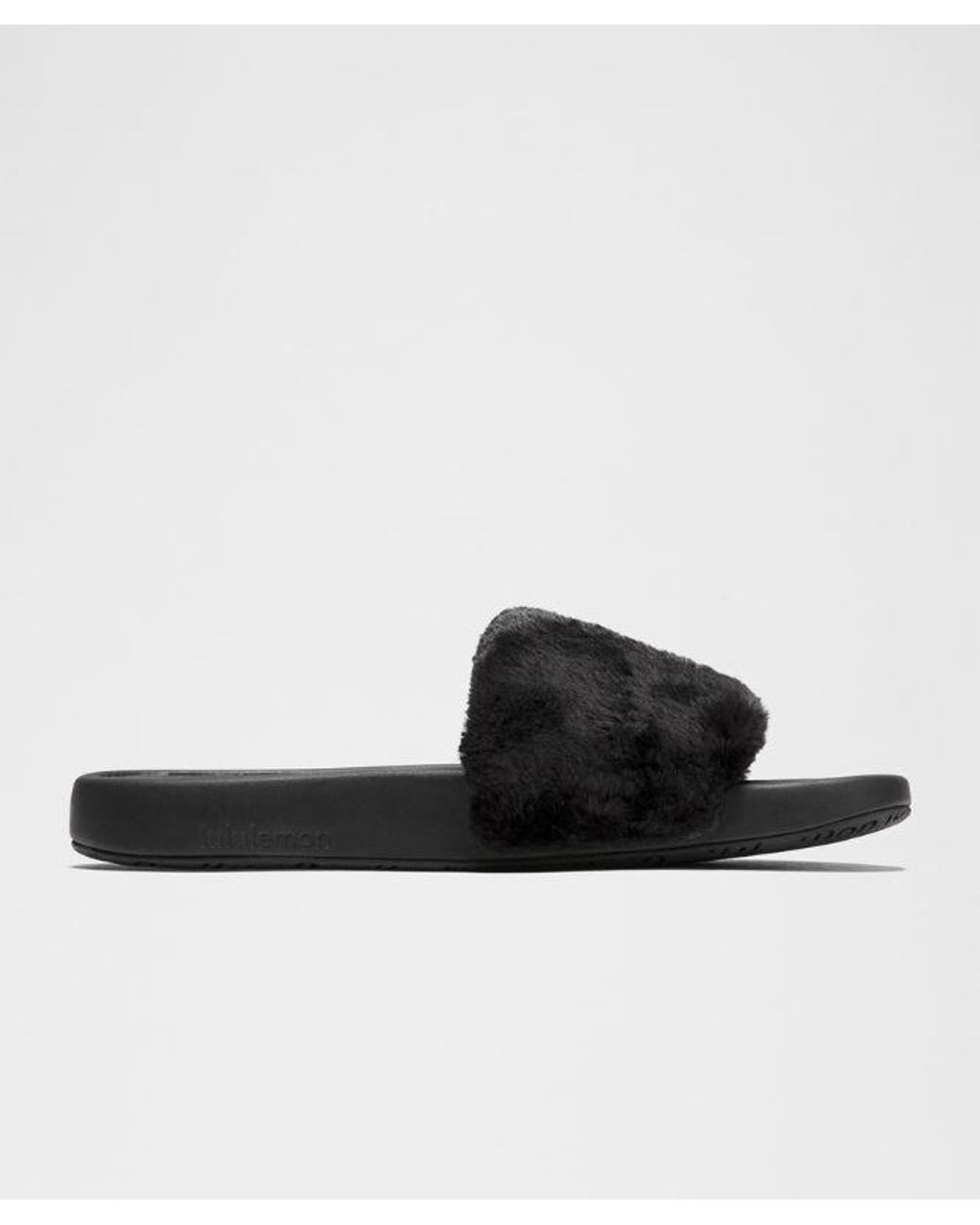 lululemon athletica Black Restfeel Faux Fur Slide