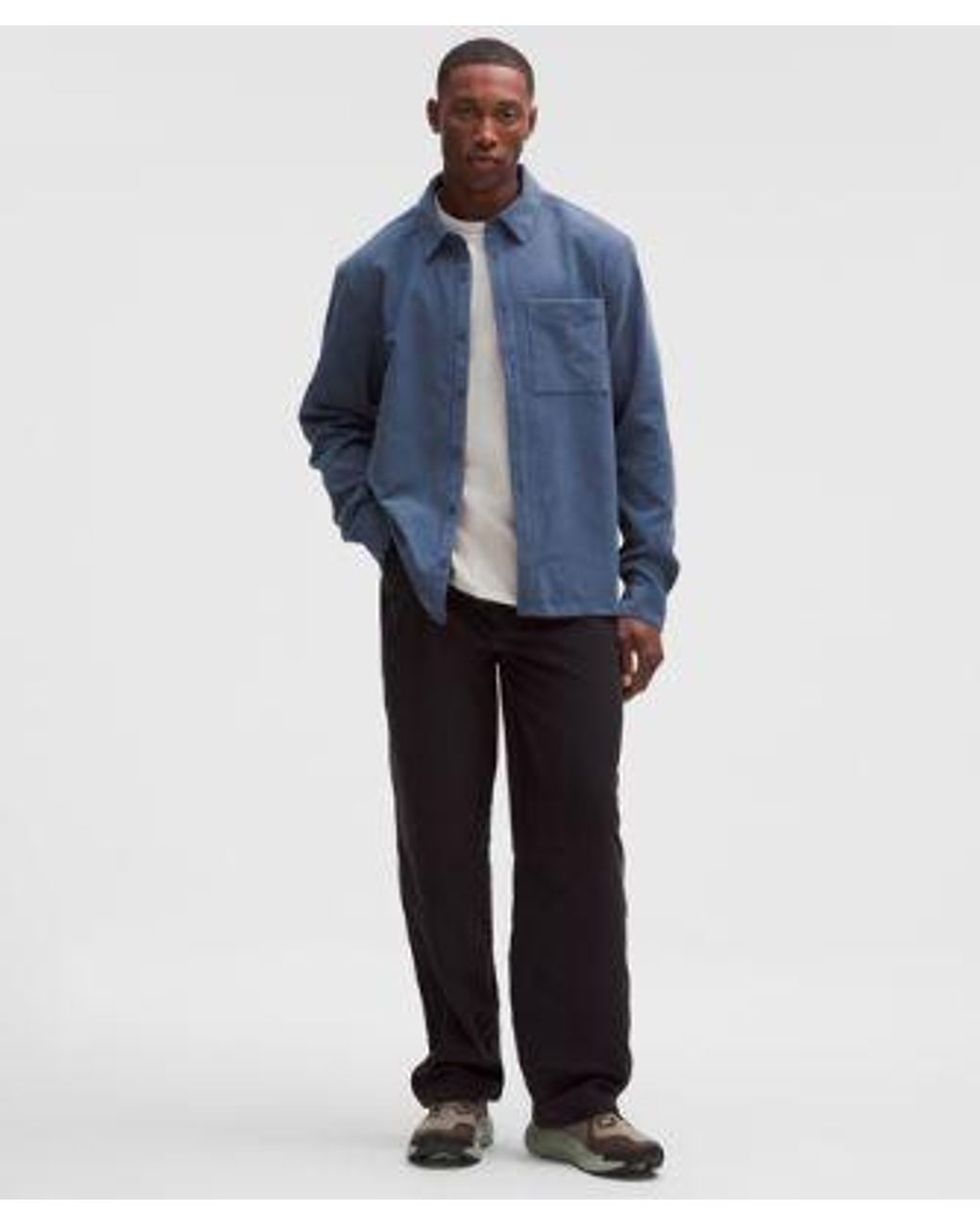 lululemon athletica Blue – Corduroy Relaxed-Fit Long-Sleeve Button-Up Shirt – – Size Small for men