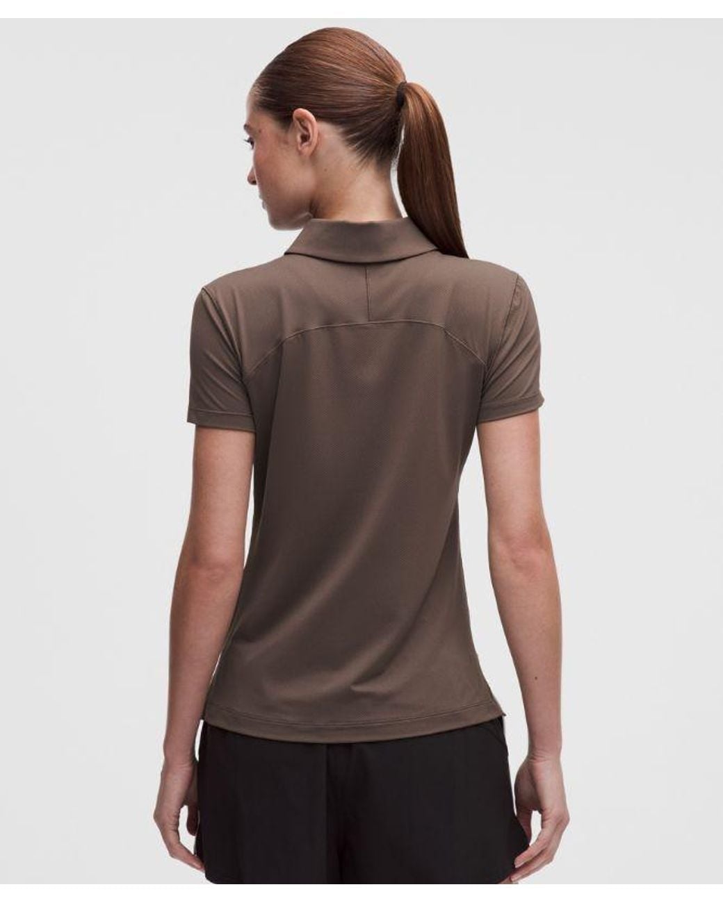 lululemon athletica Brown Quick-Dry Short-Sleeve Polo Shirt Straight Hem