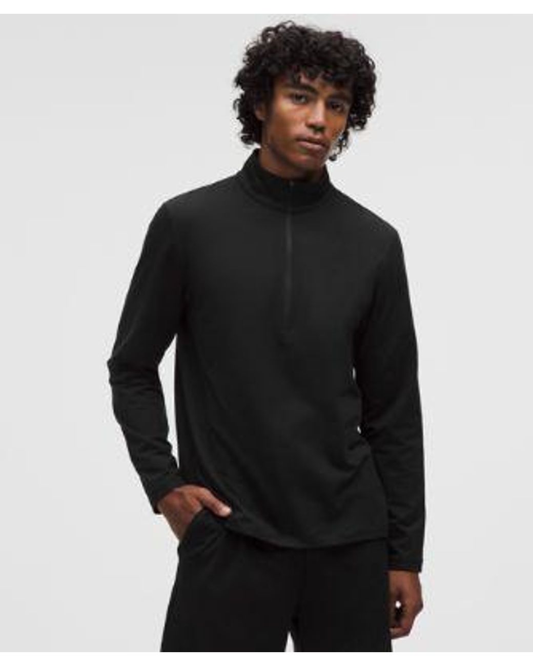 lululemon athletica Black – Soft Jersey Half Zip Long-Sleeve Top – – Size Large for men