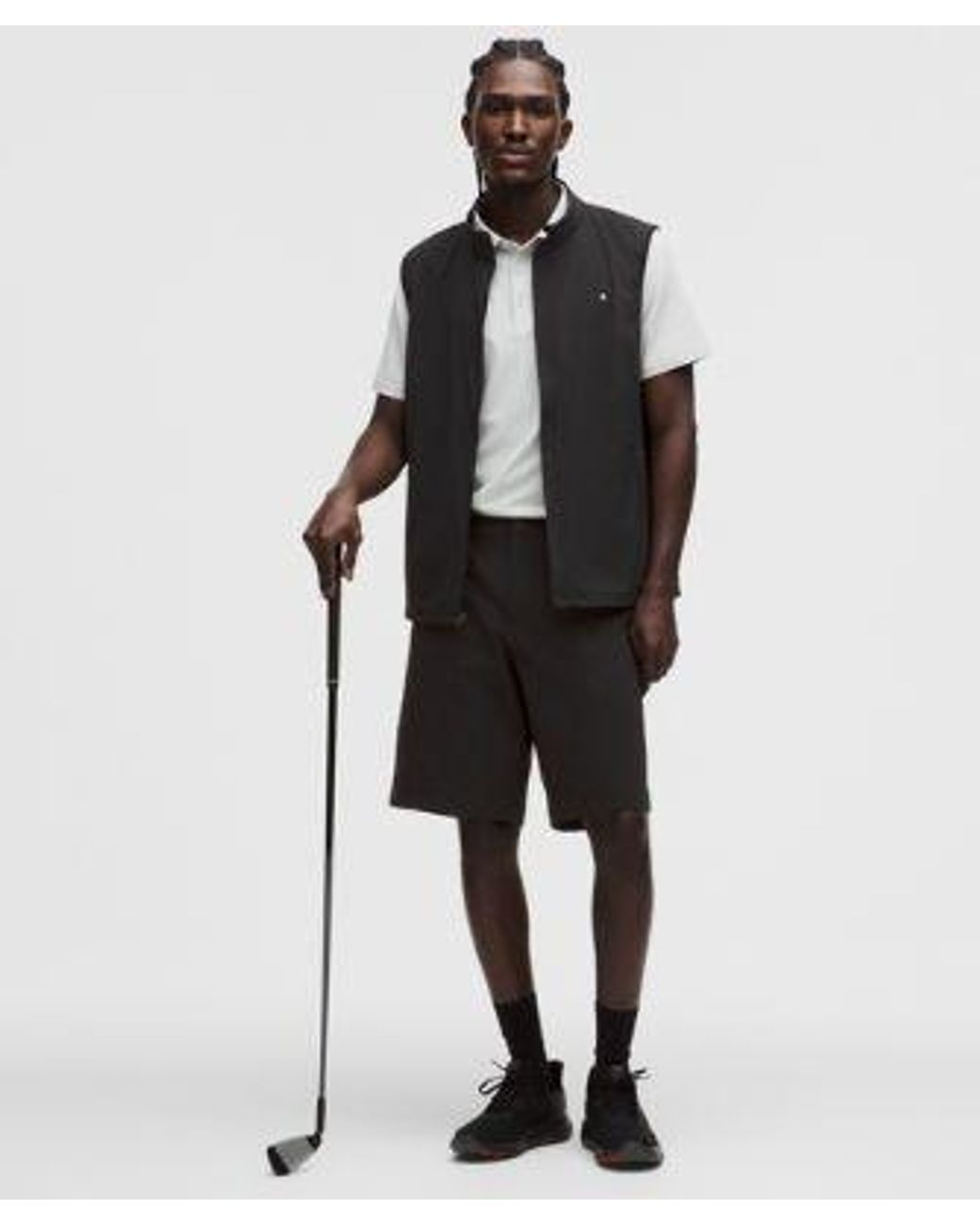 lululemon athletica Black Windproof Full-Zip Golf Vest for men