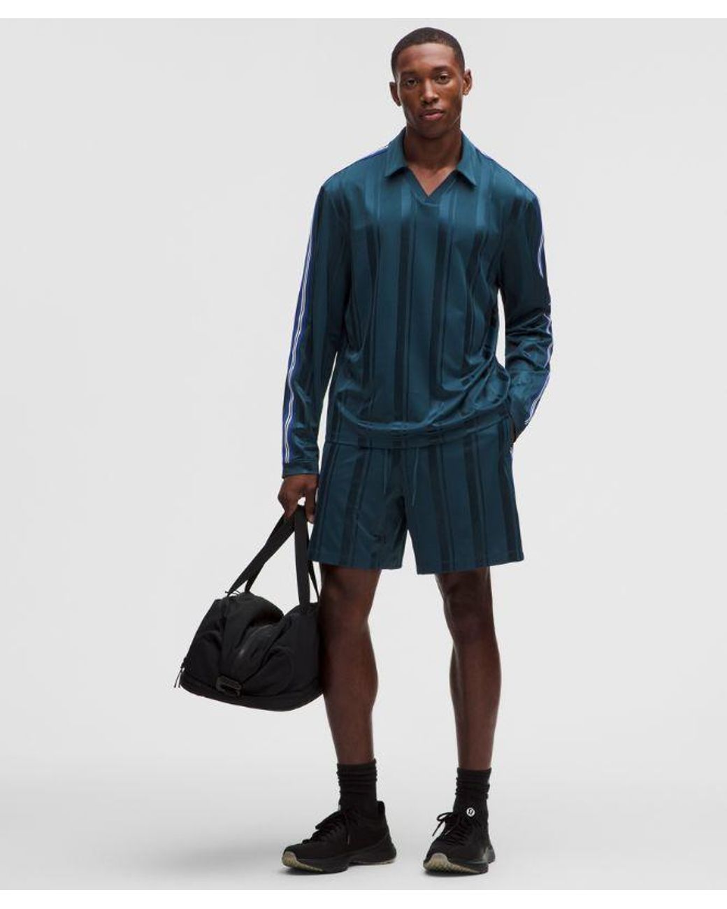 lululemon athletica Blue Knit Stripe Rugby Shirt for men