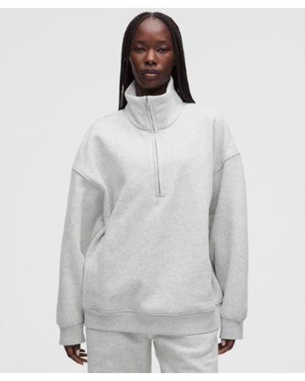 lululemon athletica Gray – Steady State Superloft Oversized Funnel-Neck Half Zip Sweatshirt – Color Light/ – Size Large