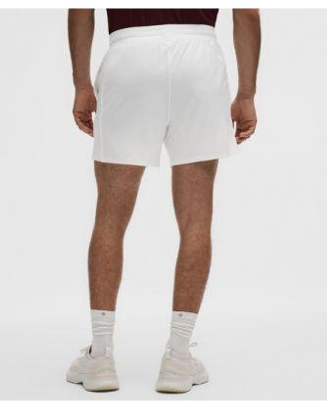 lululemon athletica White Striped Mesh Tennis Short 5" for men