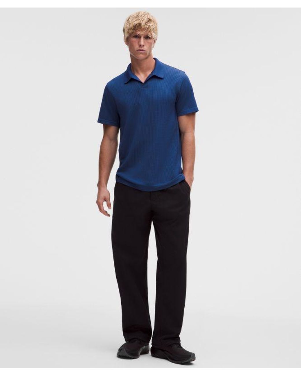 lululemon athletica Blue Textured Seamless Polo Shirt for men