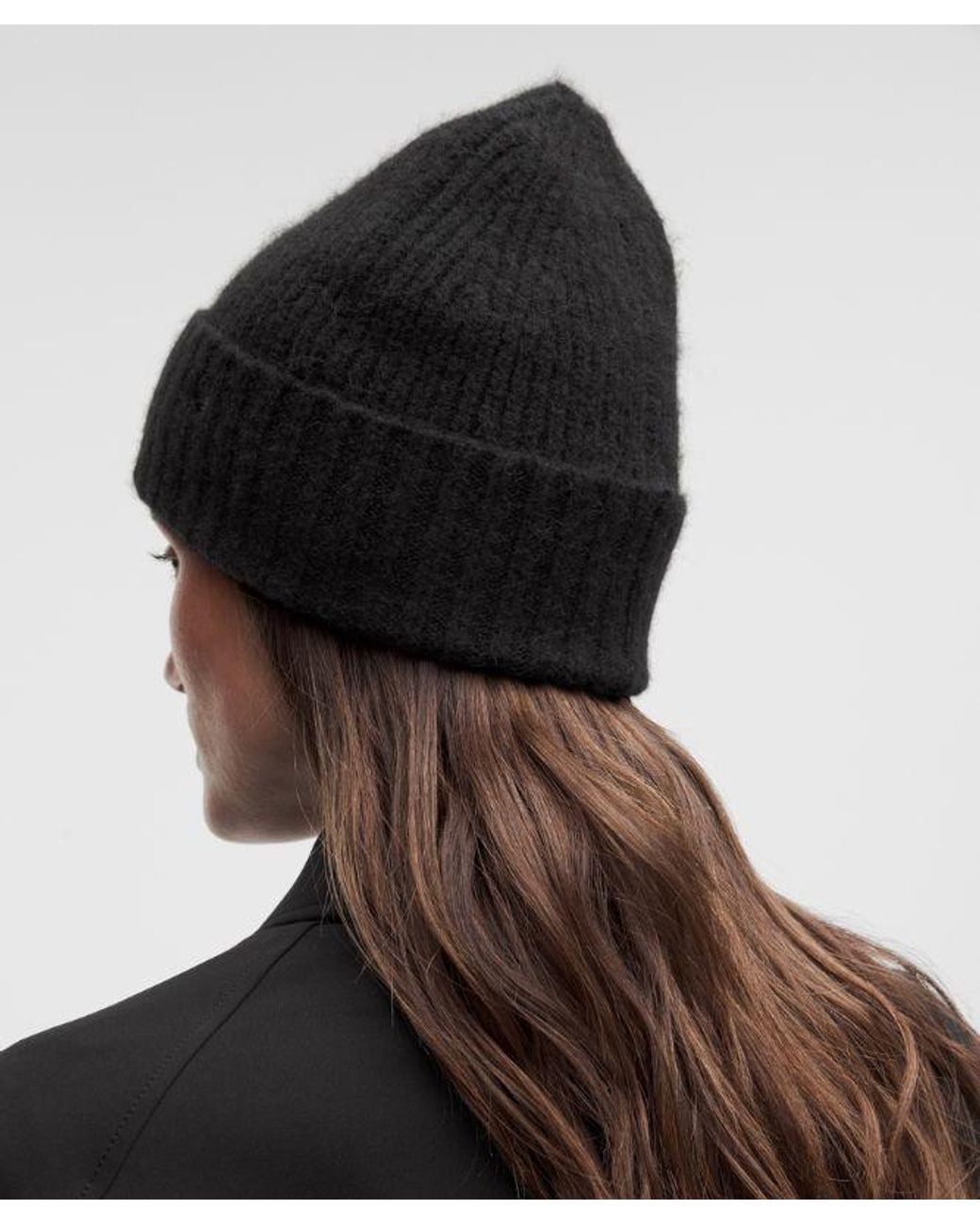 lululemon athletica Black – Ribbed-Knit Wide-Cuff Beanie Hat –
