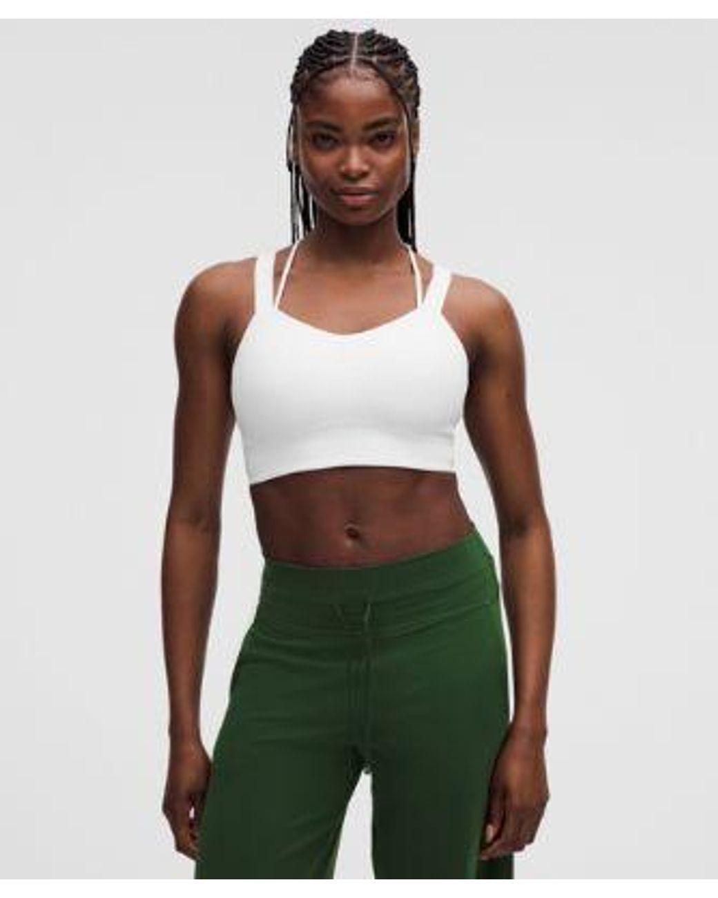 lululemon athletica Green – Like A Cloud Ribbed Longline Sports Bra Light Support, D/Dd Cup – – Size 14