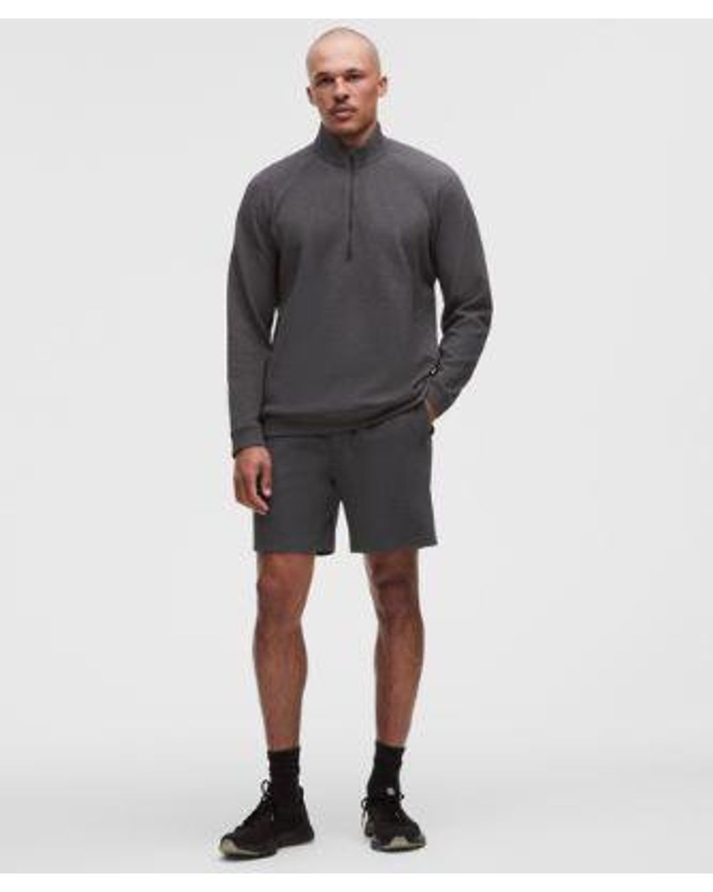 lululemon athletica Gray Textured Double-Knit Cotton Half Zip for men