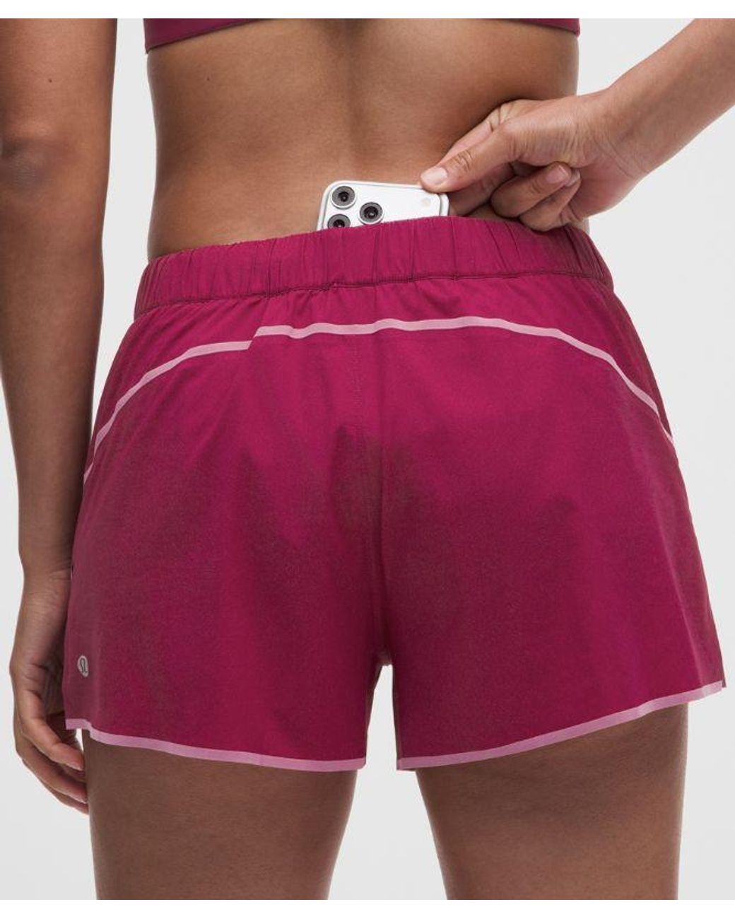 lululemon athletica Red – Two-Toned Mid-Rise Track Shorts – 3" – – Size Large