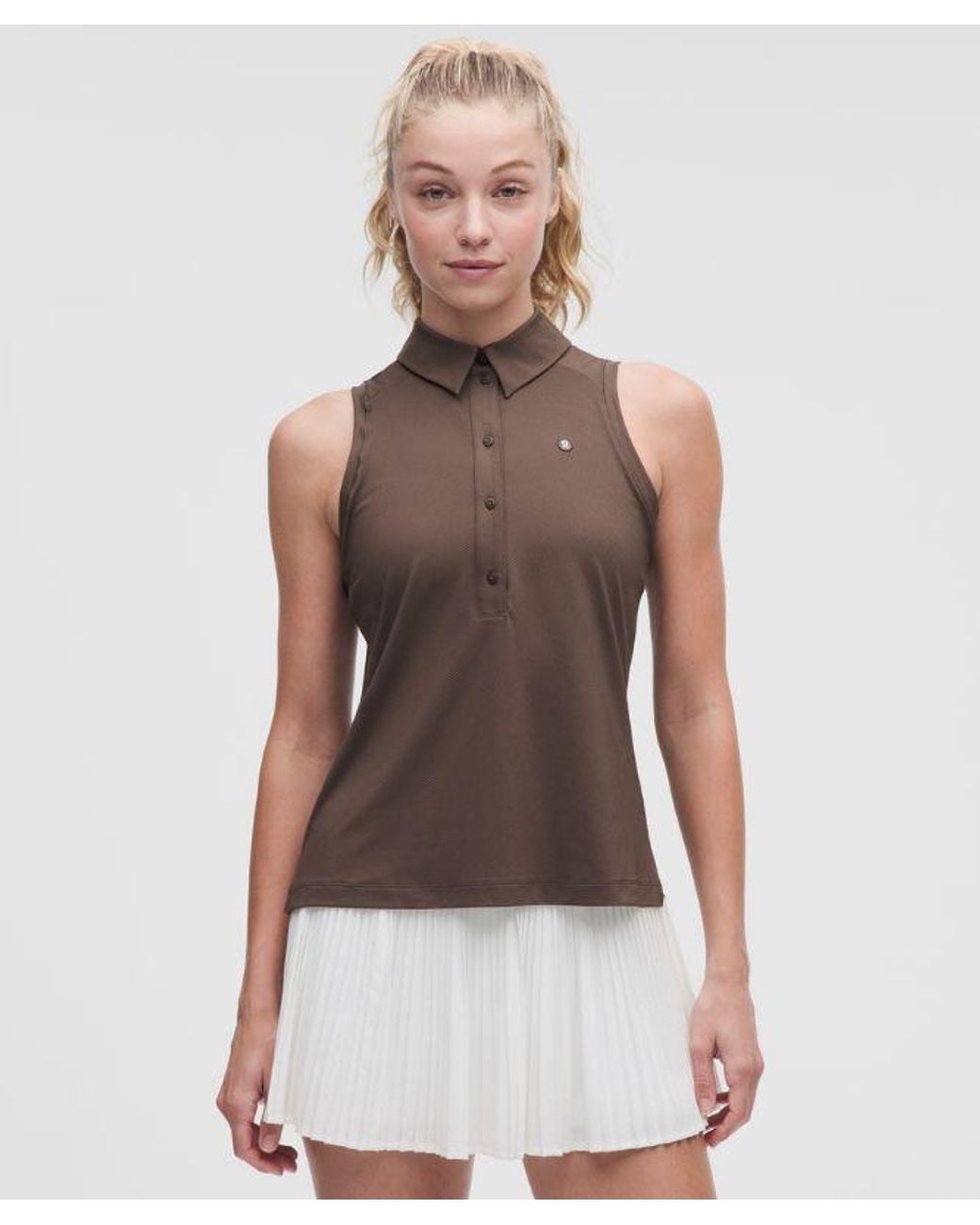 lululemon athletica Brown Quick-Dry Sleeveless Polo Shirt Straight Hem