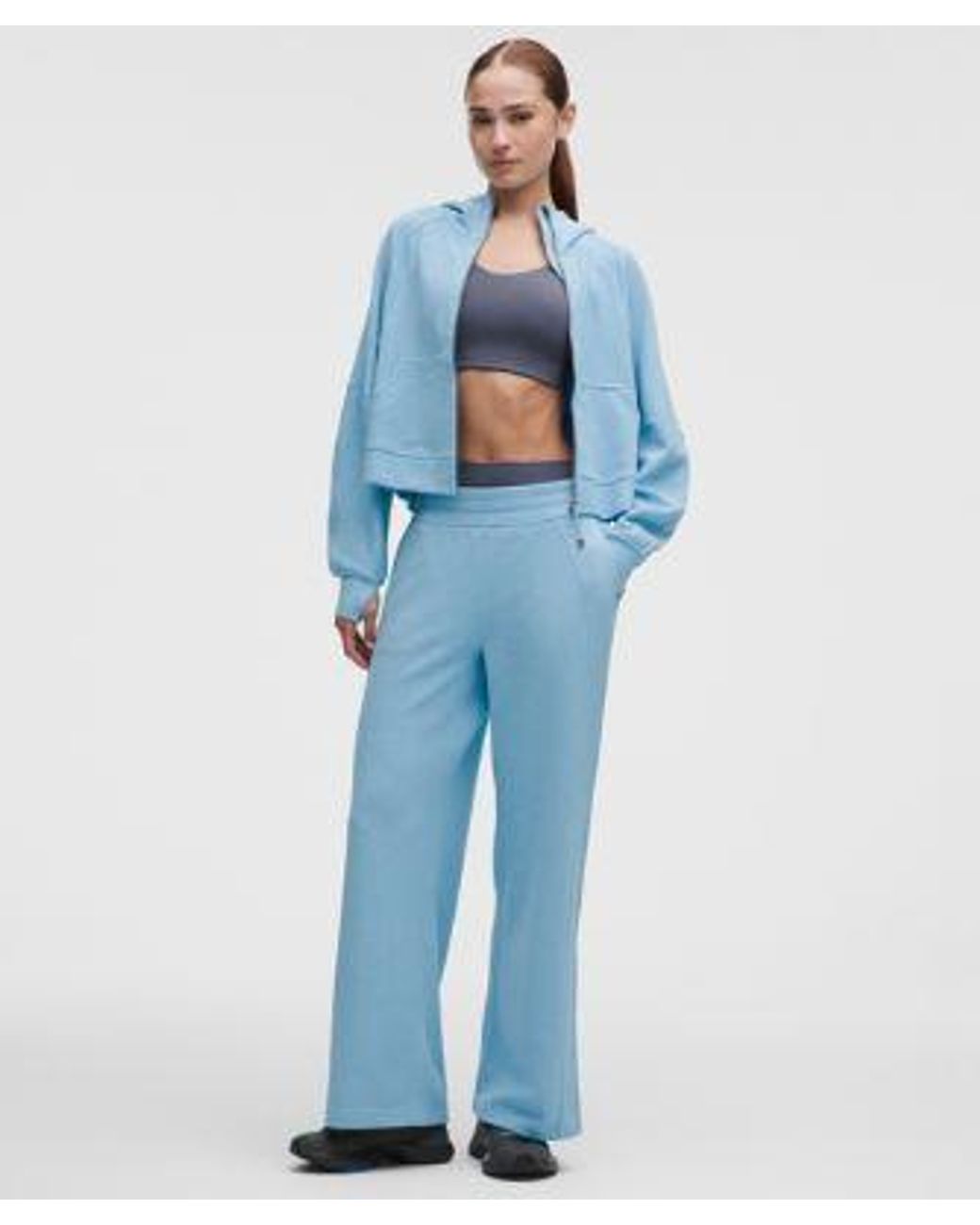 lululemon athletica Blue – Scuba Mid-Rise Wide-Leg Pants Waffle – – Size Large