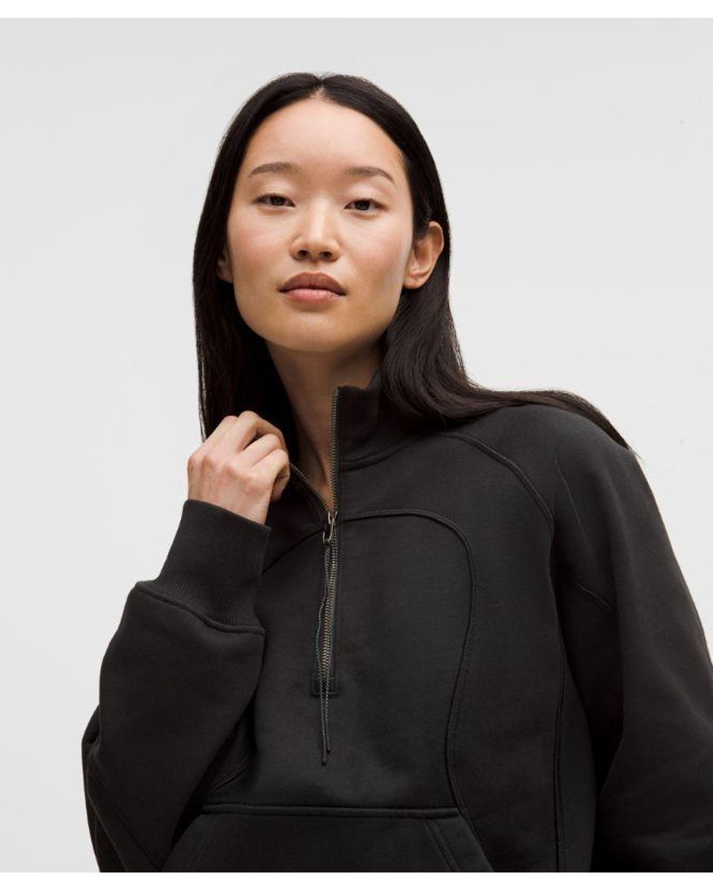lululemon athletica Black – Cotton Fleece Relaxed-Fit Half Zip Sweatshirt Slnsh Collection – – Size Large