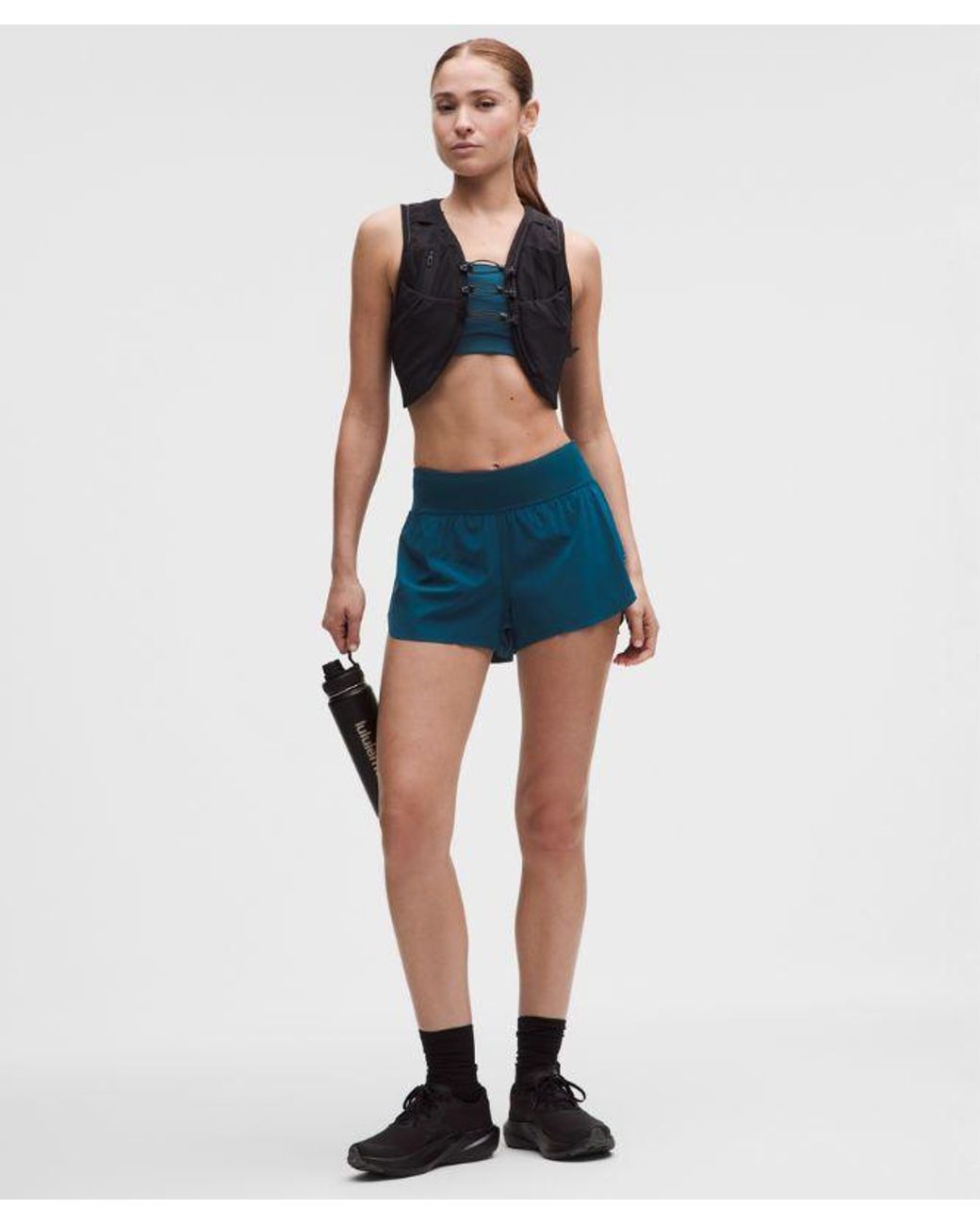 lululemon athletica Blue – Fast And Free Mid-Rise Split Shorts Design – 3" – – Size Large