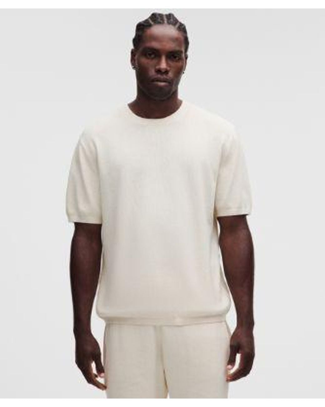lululemon athletica Natural – Knit T-Shirt – Cotton-Blend – – Size Large for men