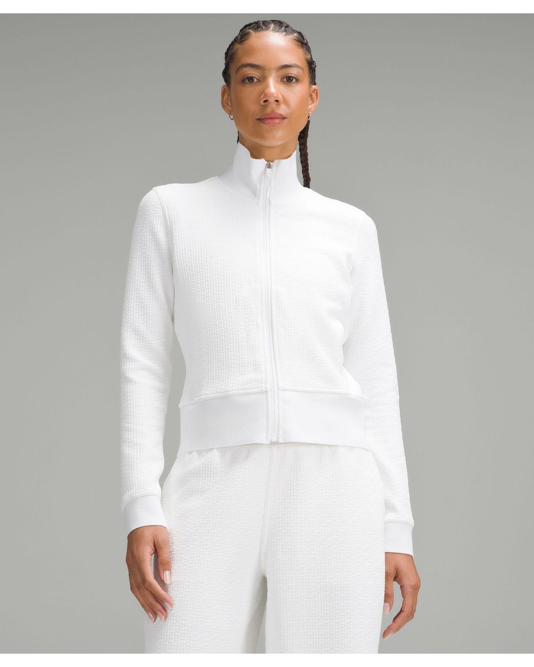 ルルレモン テクスチャースリムフィット トラックジャケット ホワイト lululemon Textured Slim-Fit Track Jacket in White | Lyst
