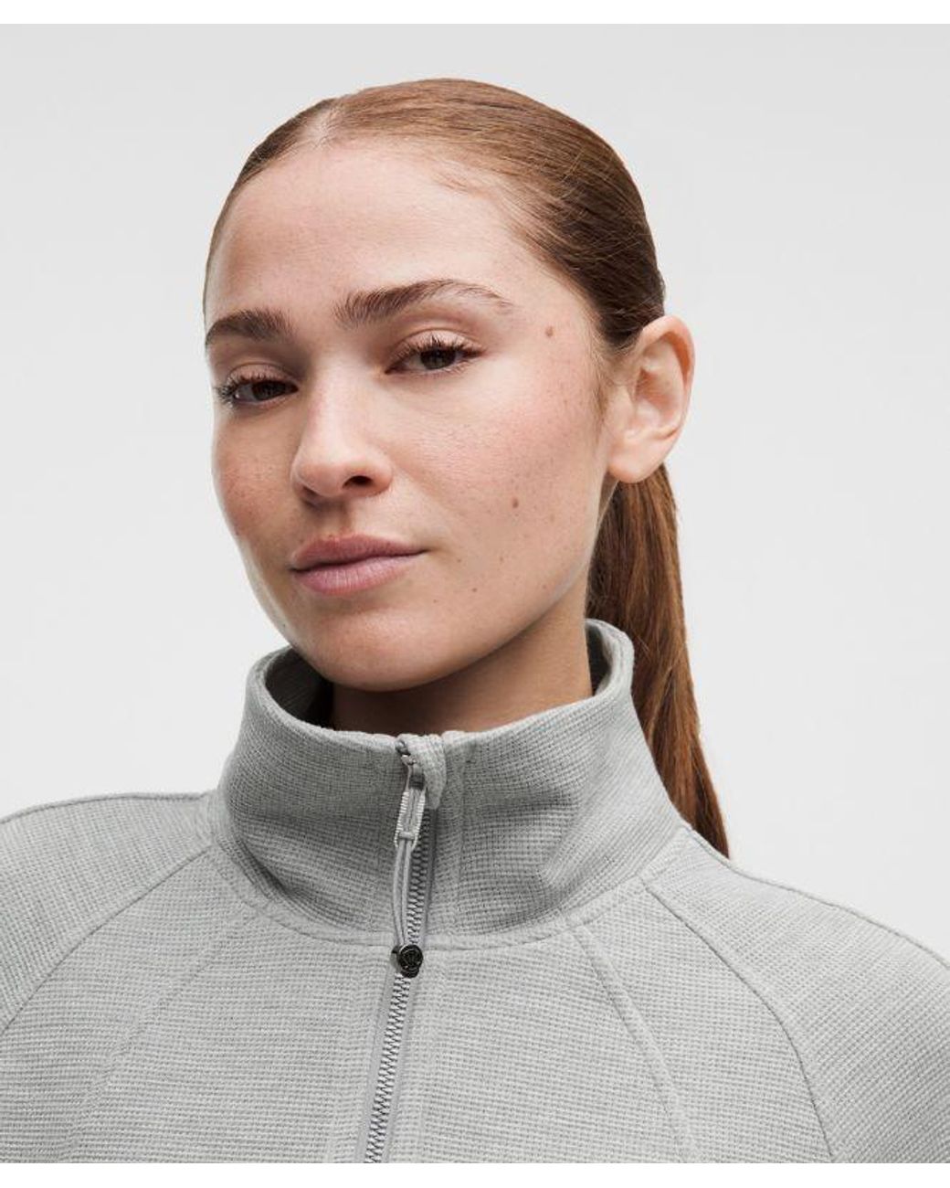 lululemon athletica Gray – Scuba Cropped Funnel-Neck Half Zip Sweatshirt Waffle – – Size Large