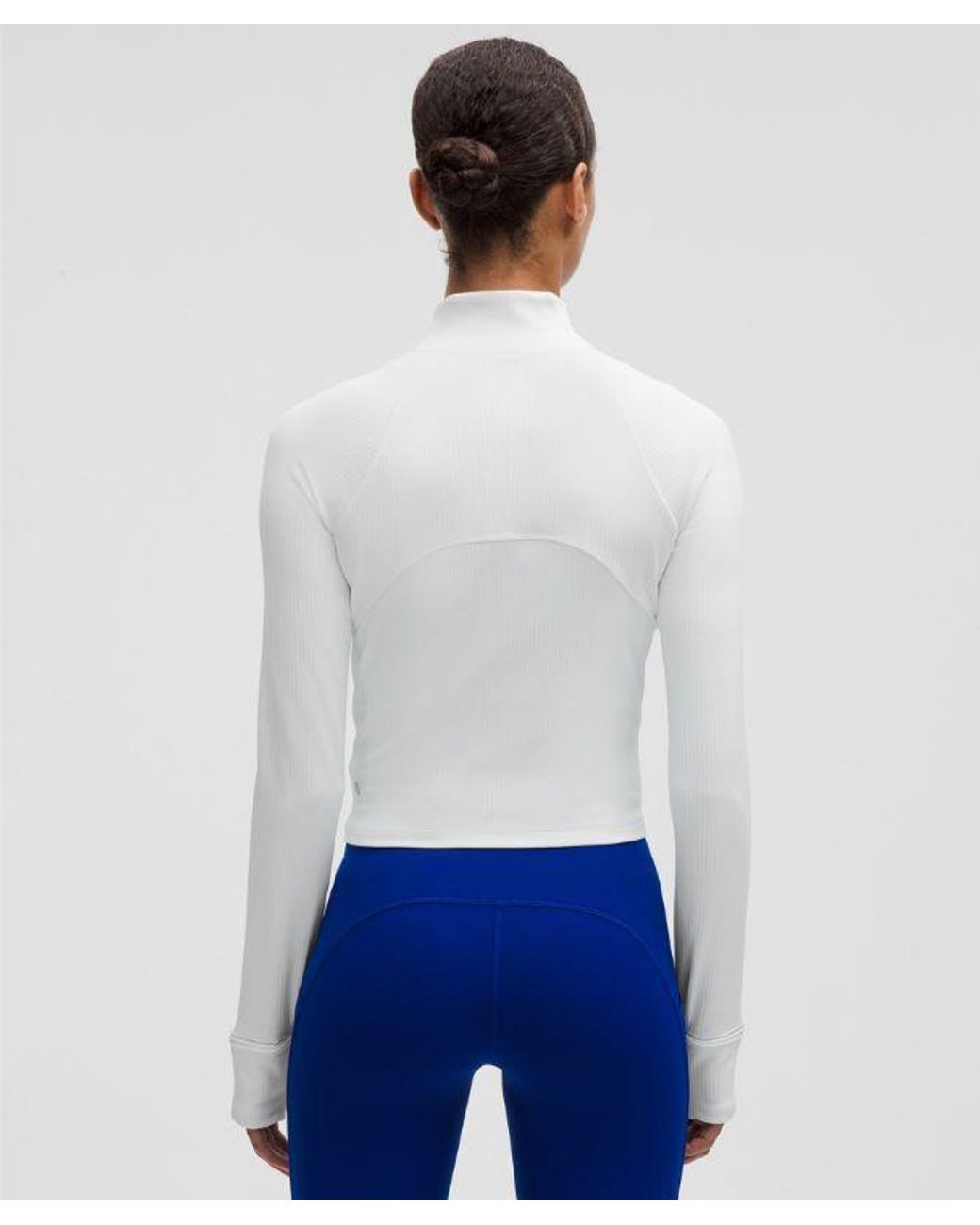 lululemon athletica White – It's Rulu Ribbed Cropped Half Zip Long-Sleeve Top – – Size Large