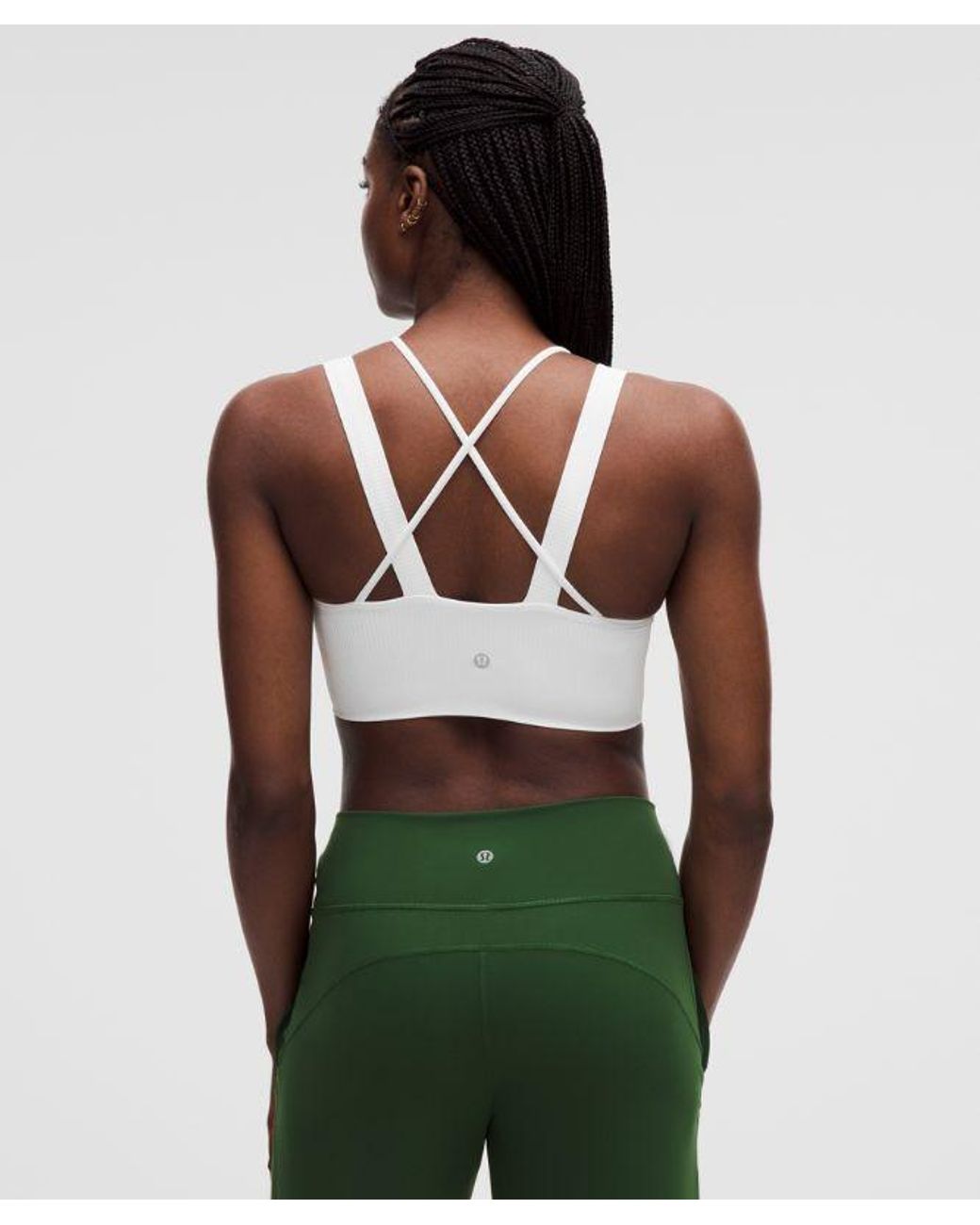 lululemon athletica Green – Like A Cloud Ribbed Longline Sports Bra Light Support, D/Dd Cup – – Size 14