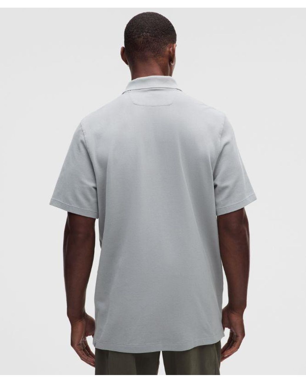 lululemon athletica Gray – Pique Short-Sleeve Polo Shirt – Cotton-Blend – – Size Large for men