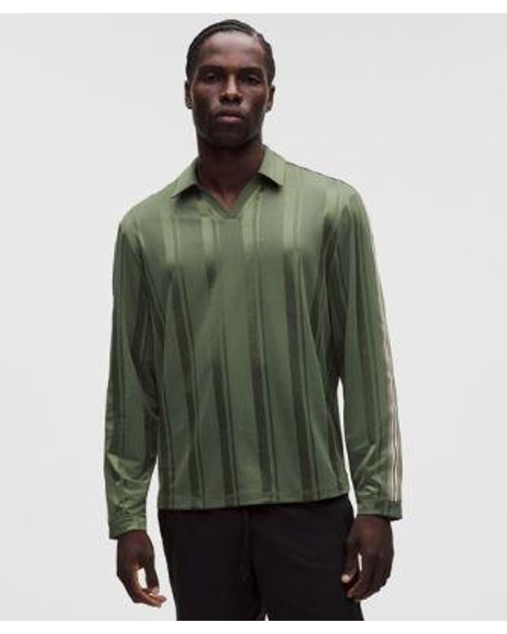 lululemon athletica Green – Knit Stripe Rugby Shirt – – Size Large for men