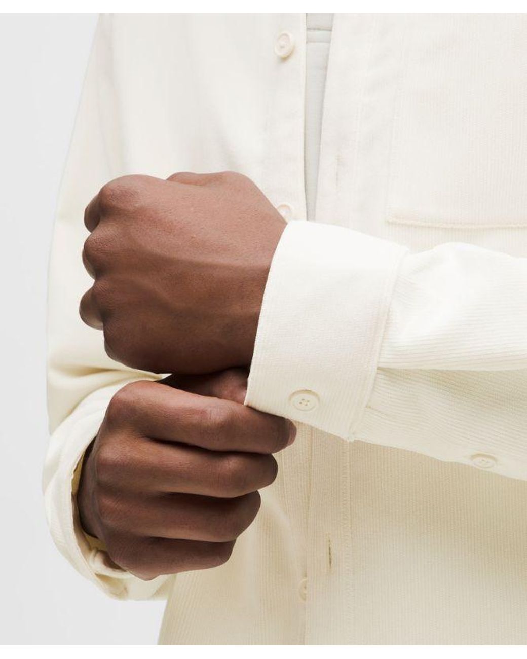 lululemon athletica White – Corduroy Relaxed-Fit Long-Sleeve Button-Up Shirt – – Size Large for men