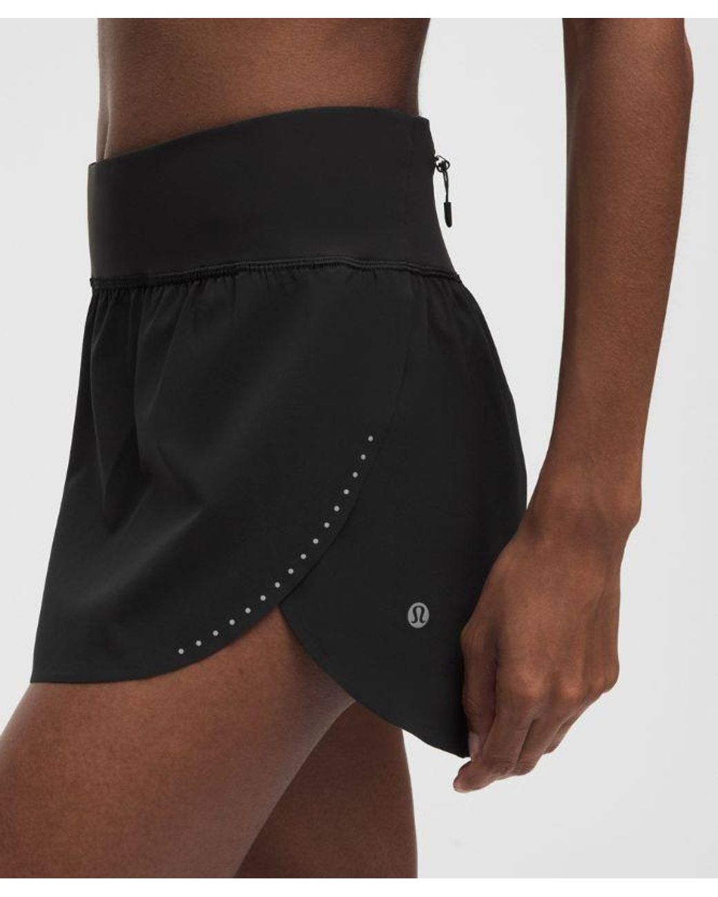 lululemon athletica Black – Fast And Free Mid-Rise Split Shorts Design – 3" – – Size Large