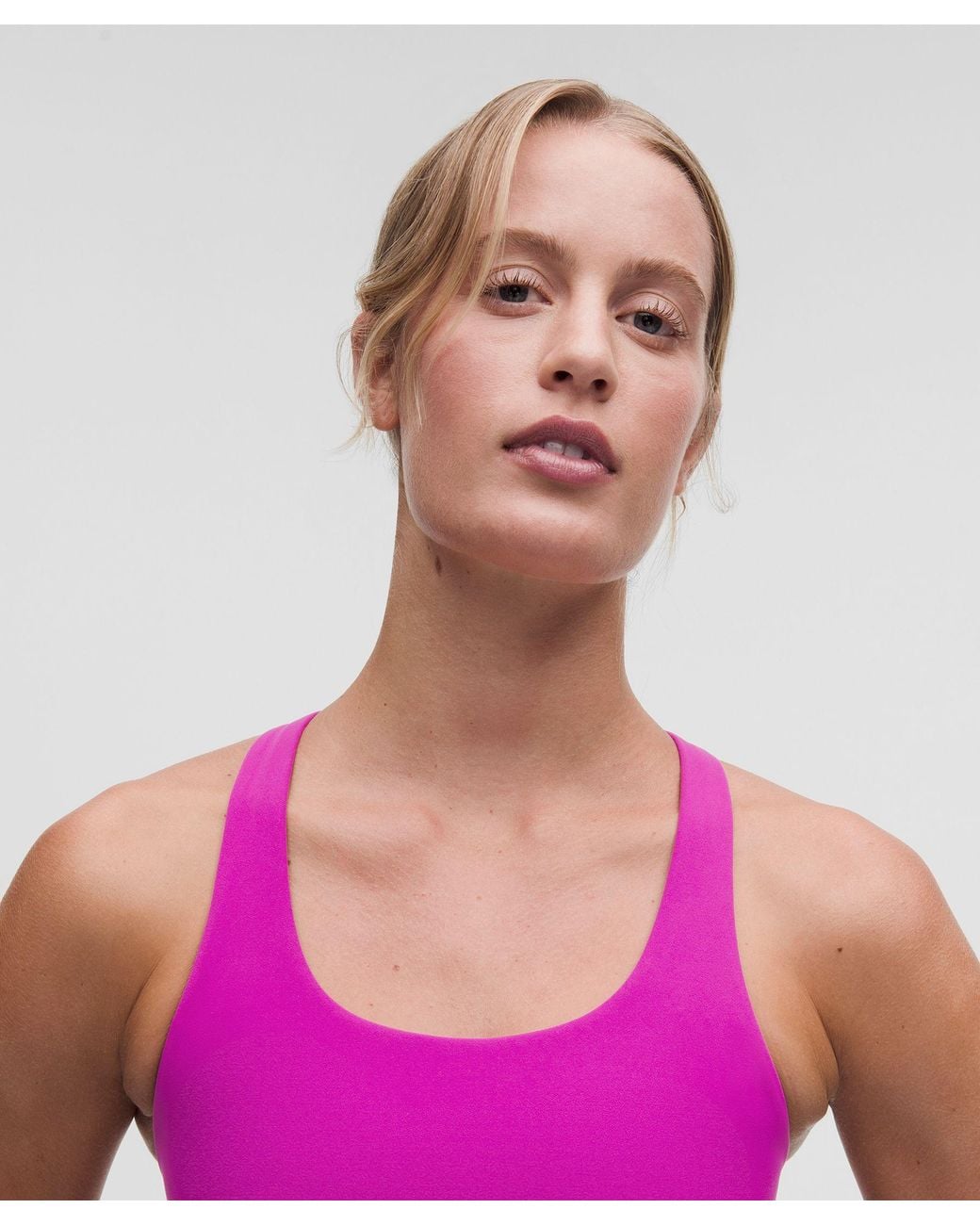 lululemon Wunder Train Mesh-Back Bra in Pink | Lyst