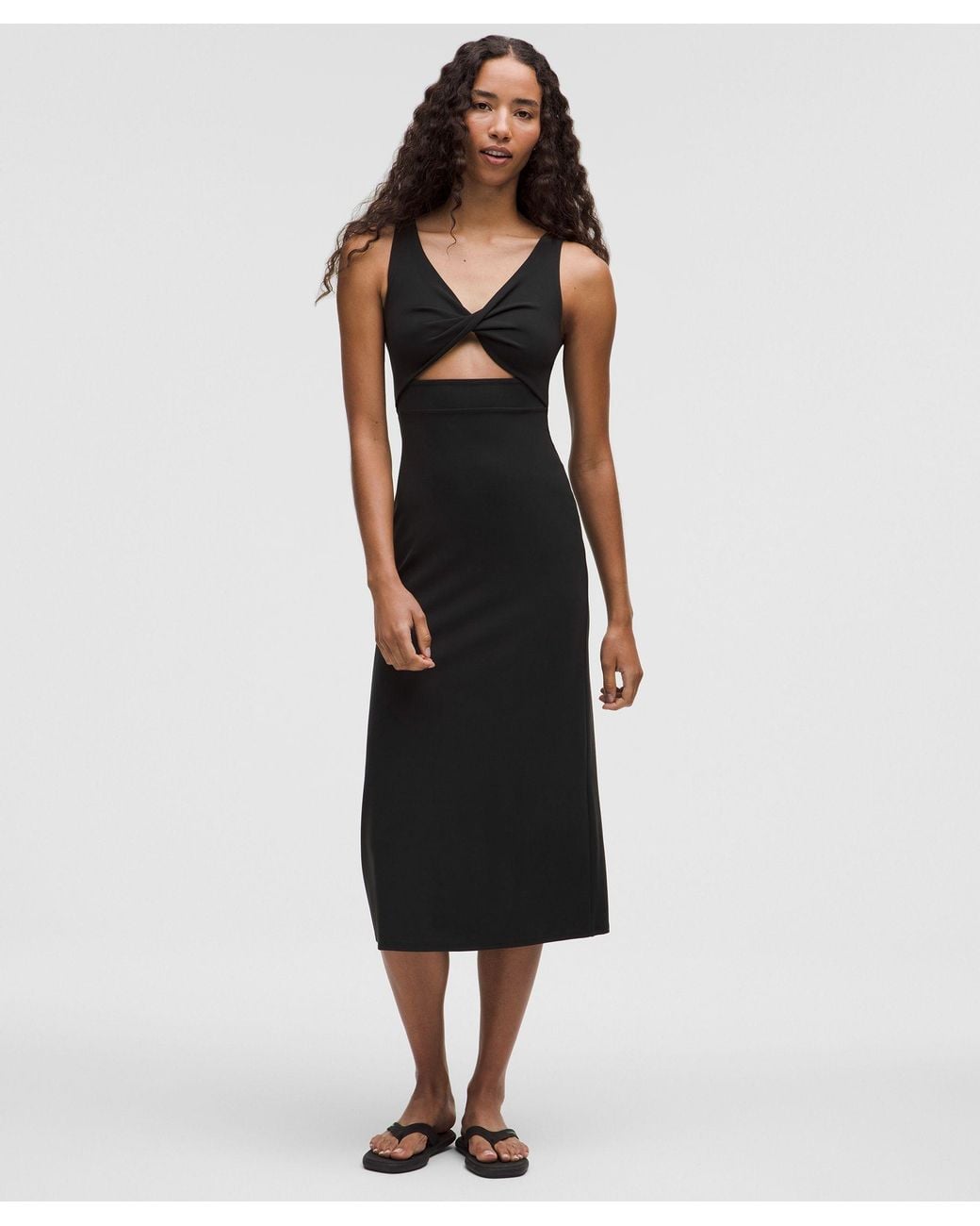 lululemon Nulu Twist-Front Midi Dress in Black | Lyst